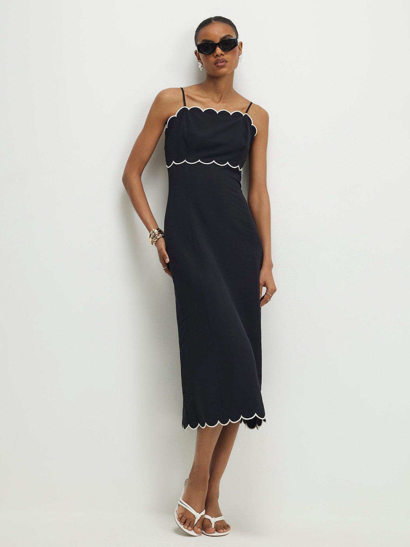 River Island Scallop Edge Maxi Dress - Black