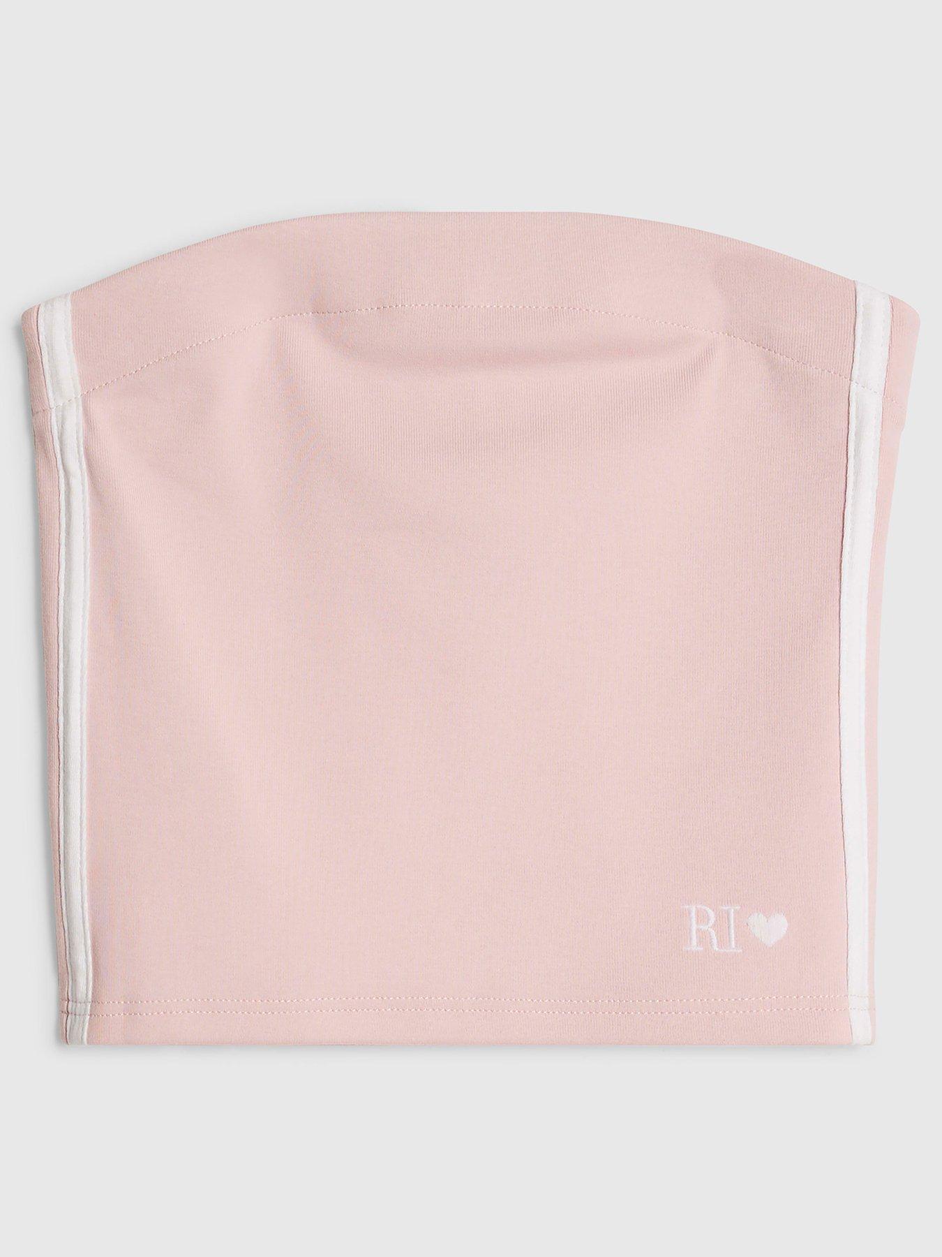River Island Older Girls Side Stripe Bandeau Top - Pink