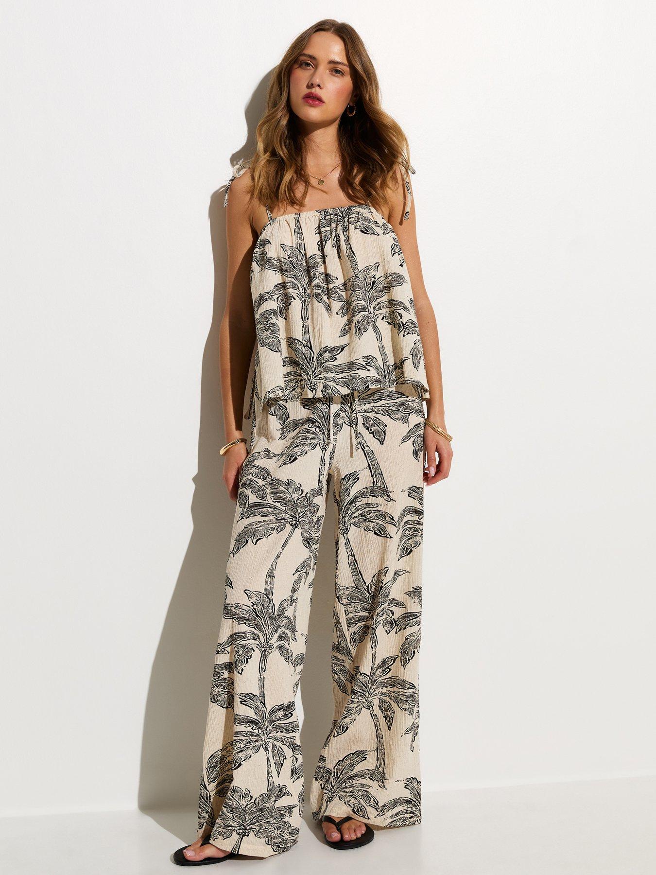 new-look-cream-palm-tree-print-beach-trouserfront