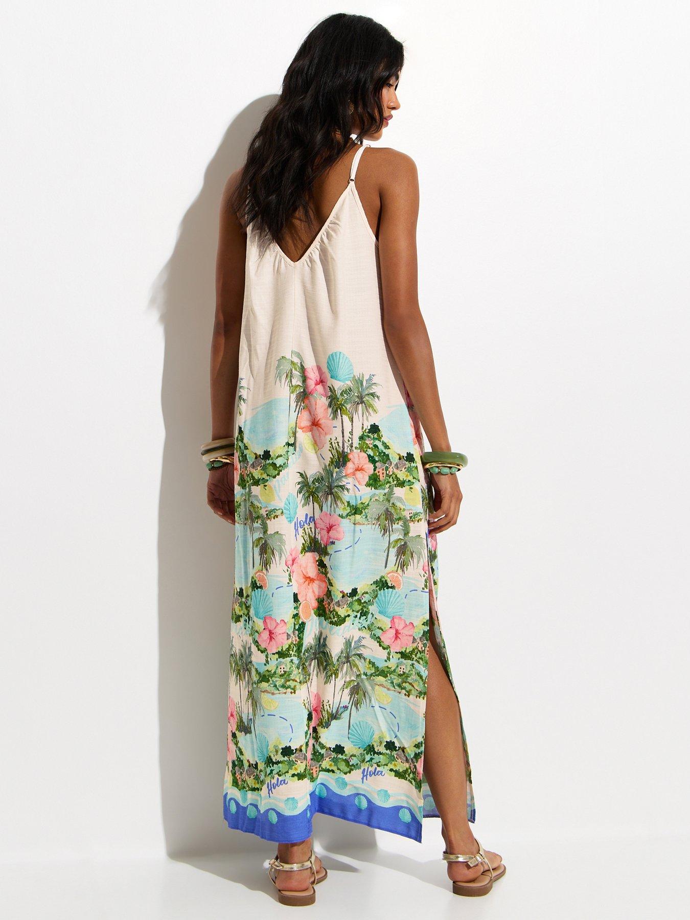Image 2 of 6 of New Look White Tropical Beach Maxi Dress