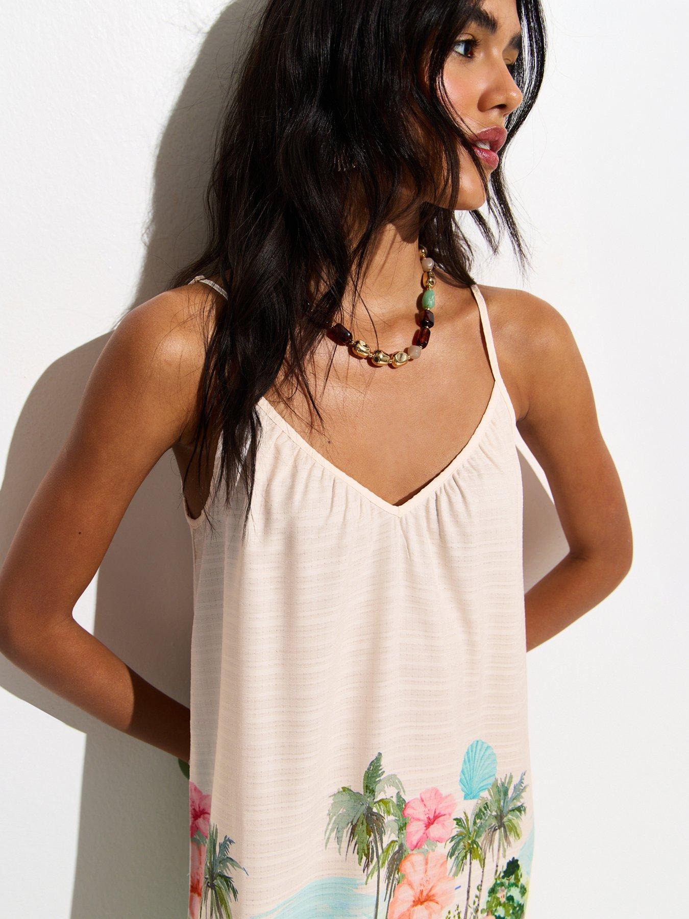 Image 4 of 6 of New Look White Tropical Beach Maxi Dress
