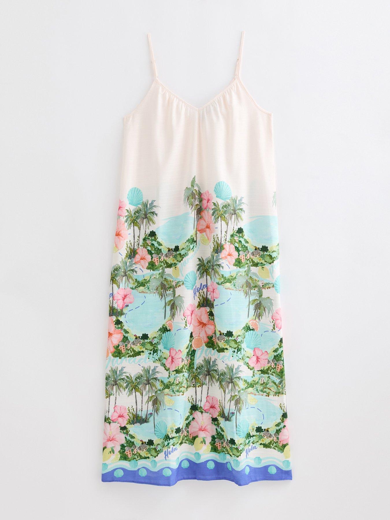 Image 5 of 6 of New Look White Tropical Beach Maxi Dress