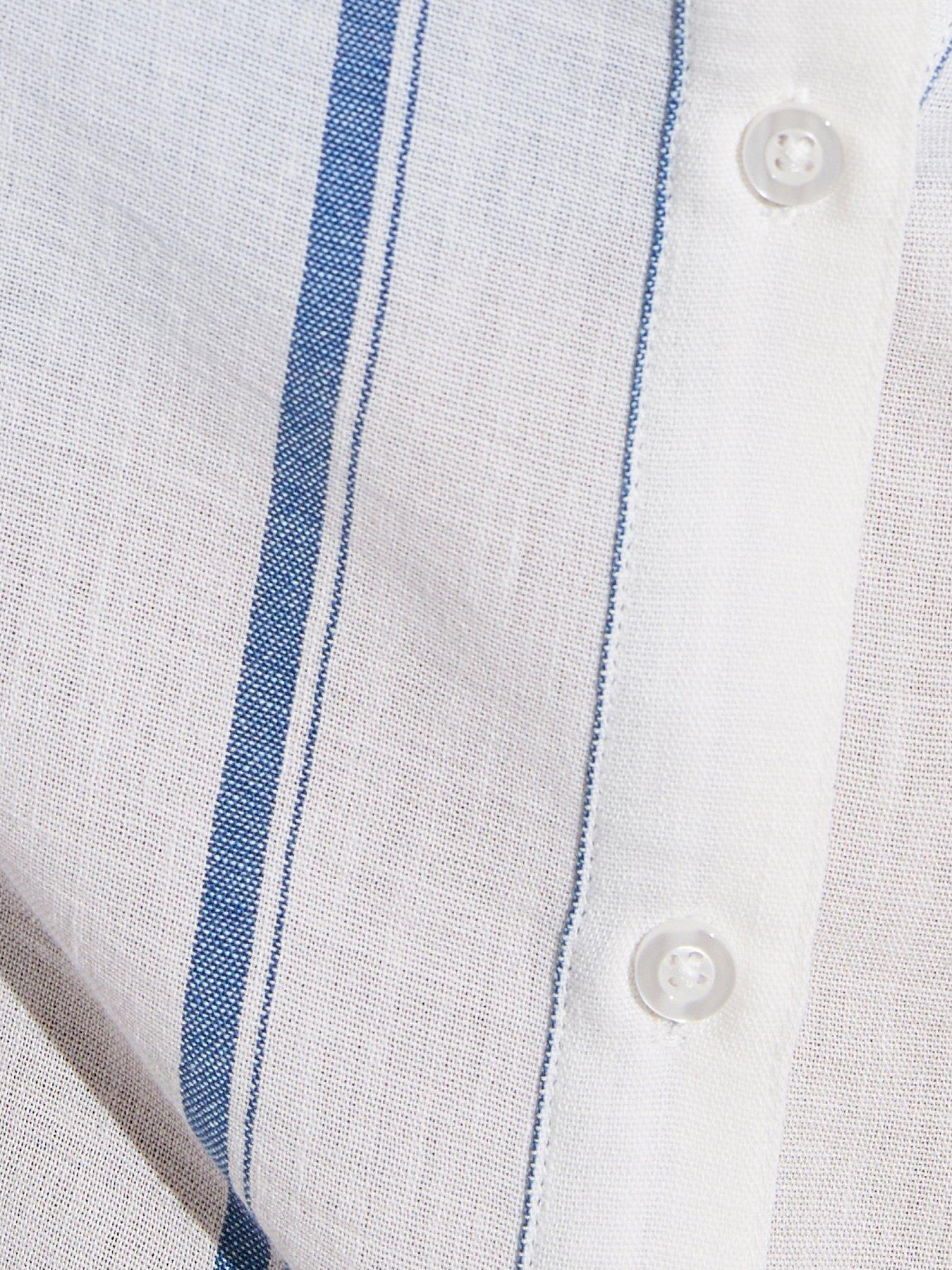 Image 5 of 5 of New Look White And Blue Striped Beach Shirt