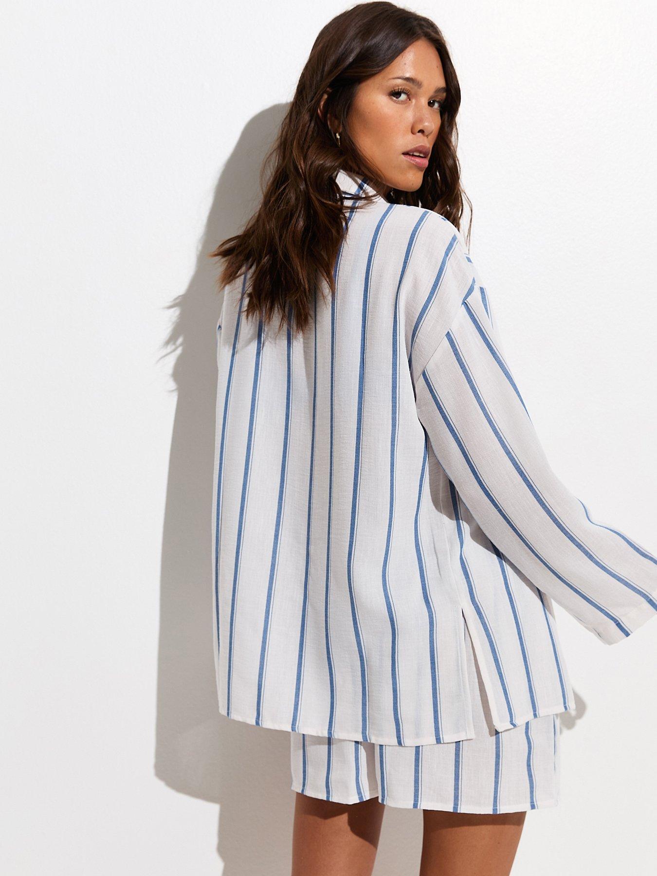 Image 2 of 6 of New Look White And Blue Stripe Beach Shorts