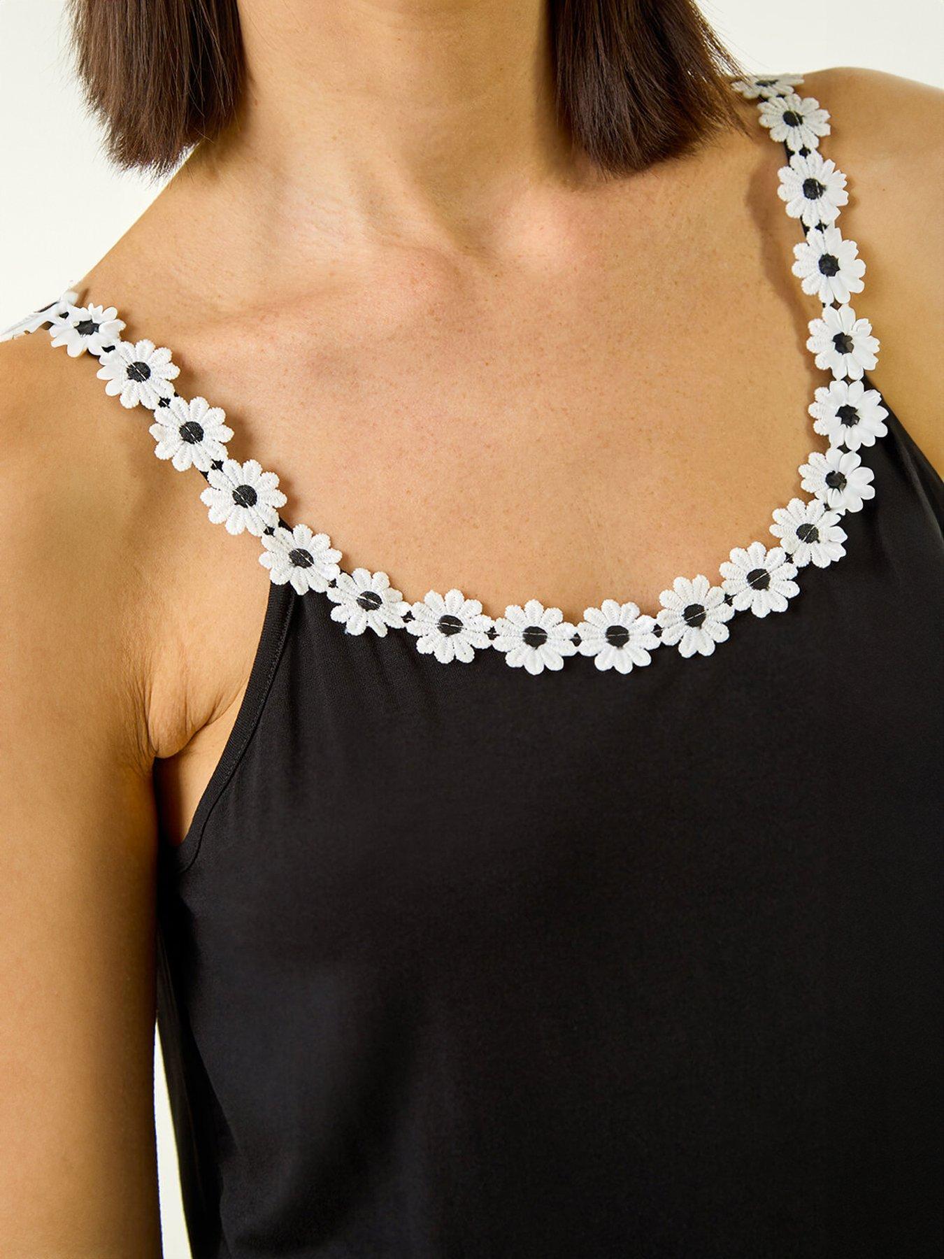 Image 5 of 5 of Roman Daisy Strap Sleeve Vest Top