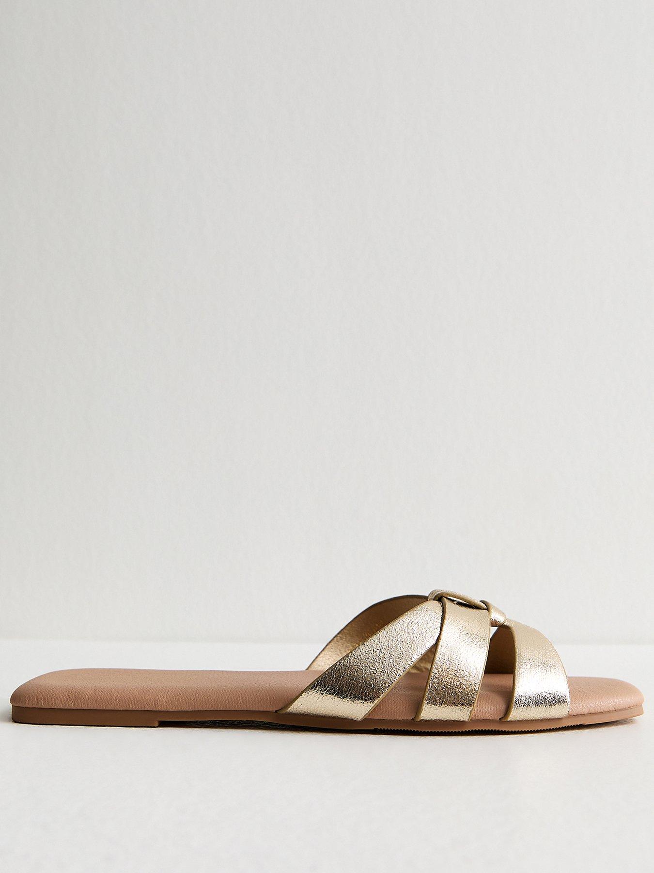 new-look-faux-leather-interwoven-flat-mules-goldstillFront