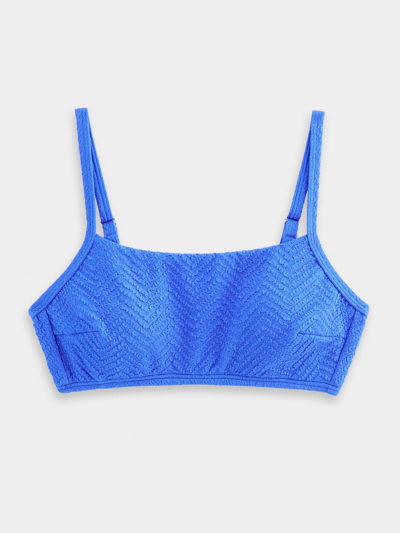 Image 6 of 6 of New Look Blue Texture Crop Bikini Top