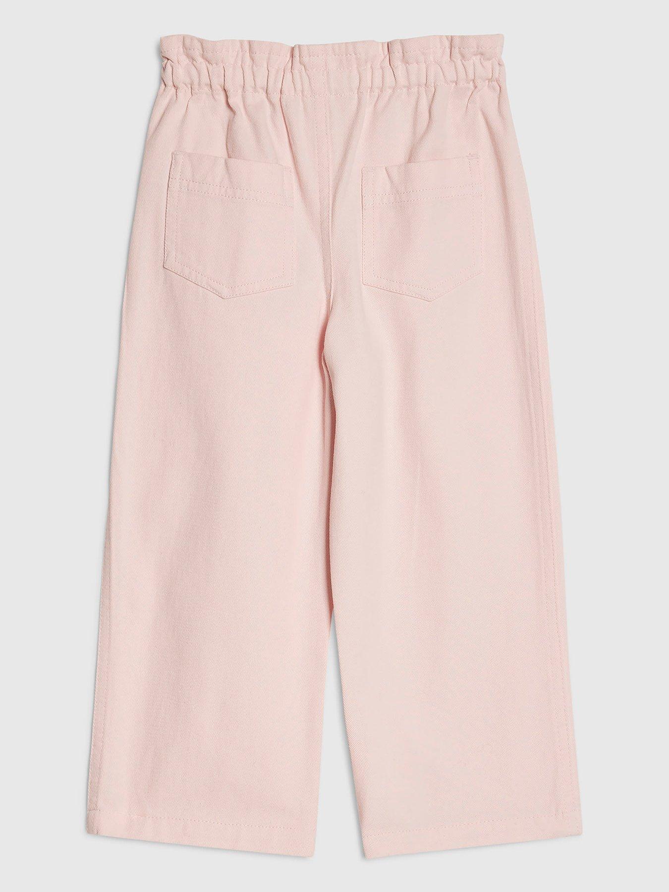 Image 2 of 4 of River Island Mini Girls Wide Leg Jeans - Light Pink