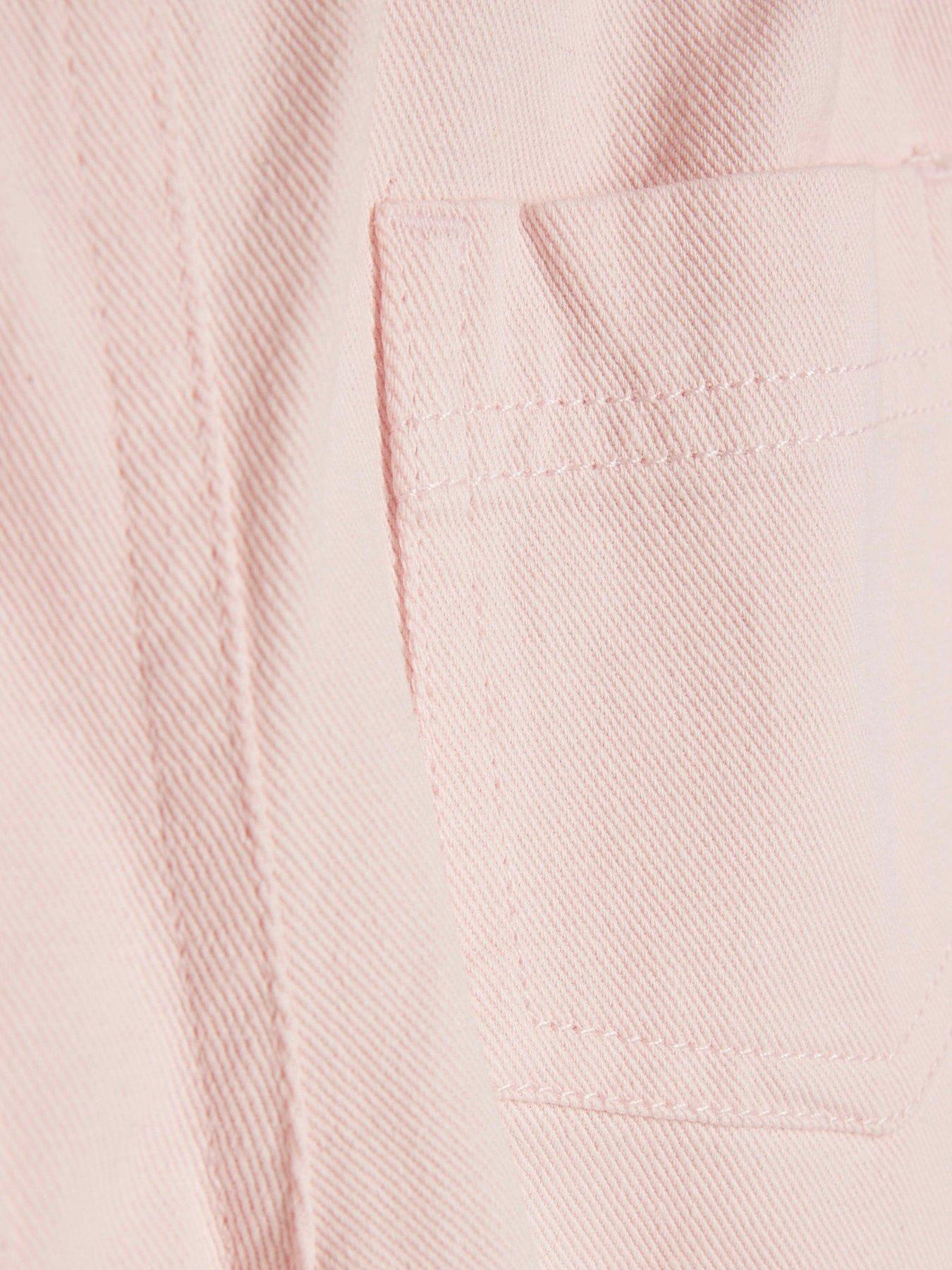 Image 4 of 4 of River Island Mini Girls Wide Leg Jeans - Light Pink