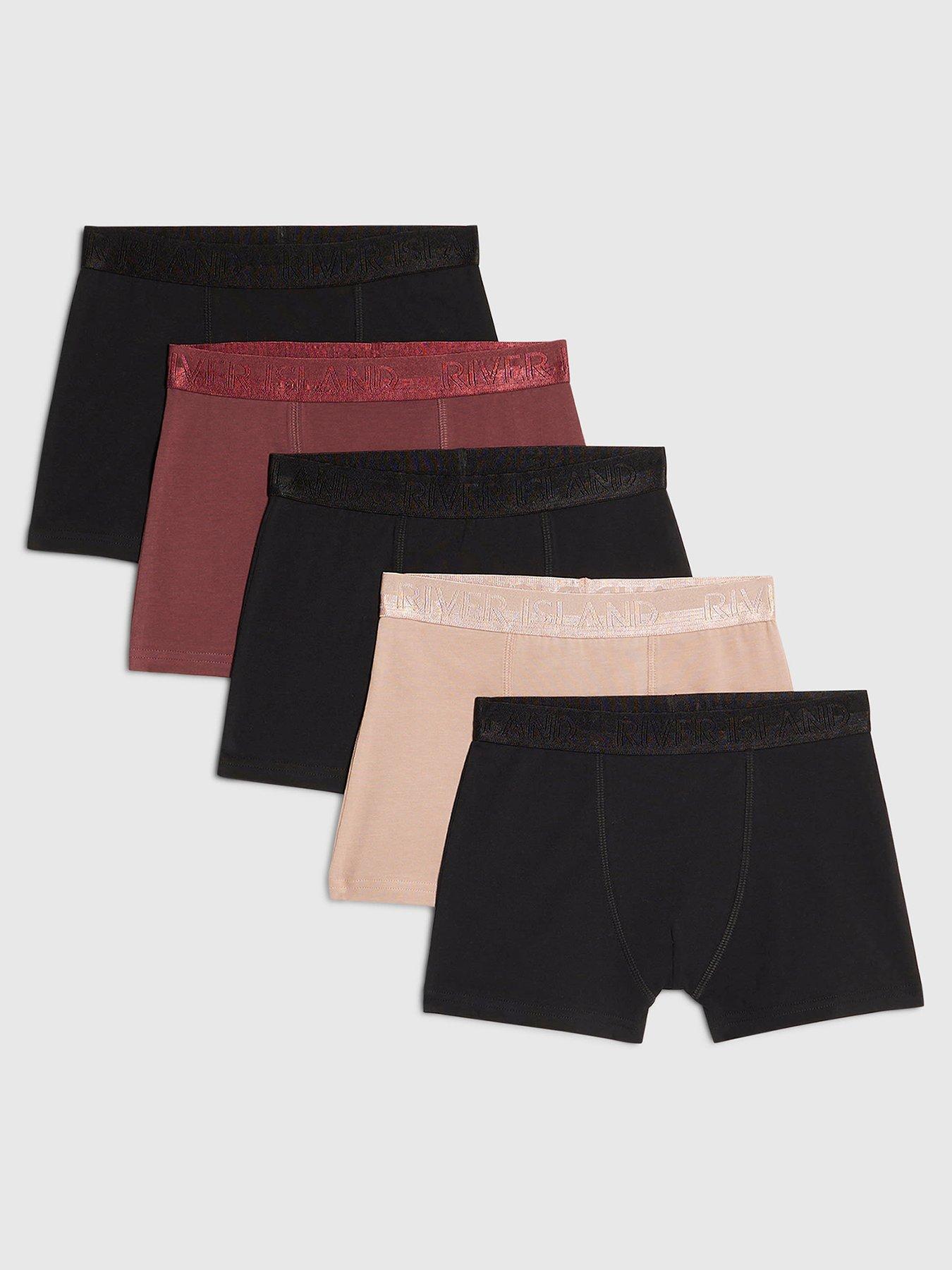 River Island Boys Metallic Pack Of 5 Boxers - Black