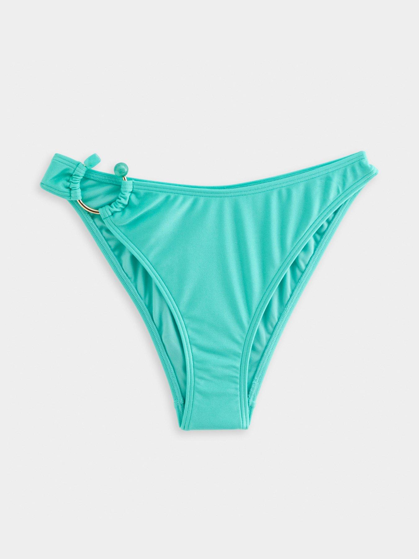 Image 6 of 6 of New Look High Leg Hipster Ring Bikini Briefs - Turquoise