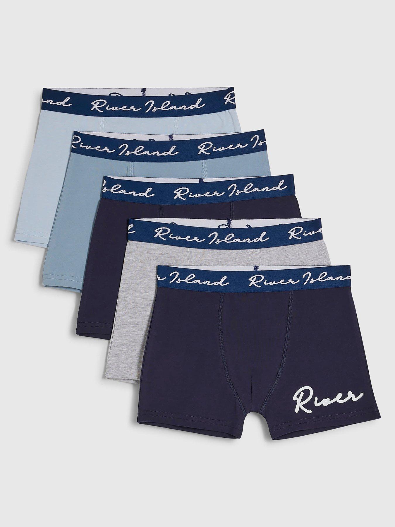 River Island Boys Scripty Pack Of 5 Boxers - Navy