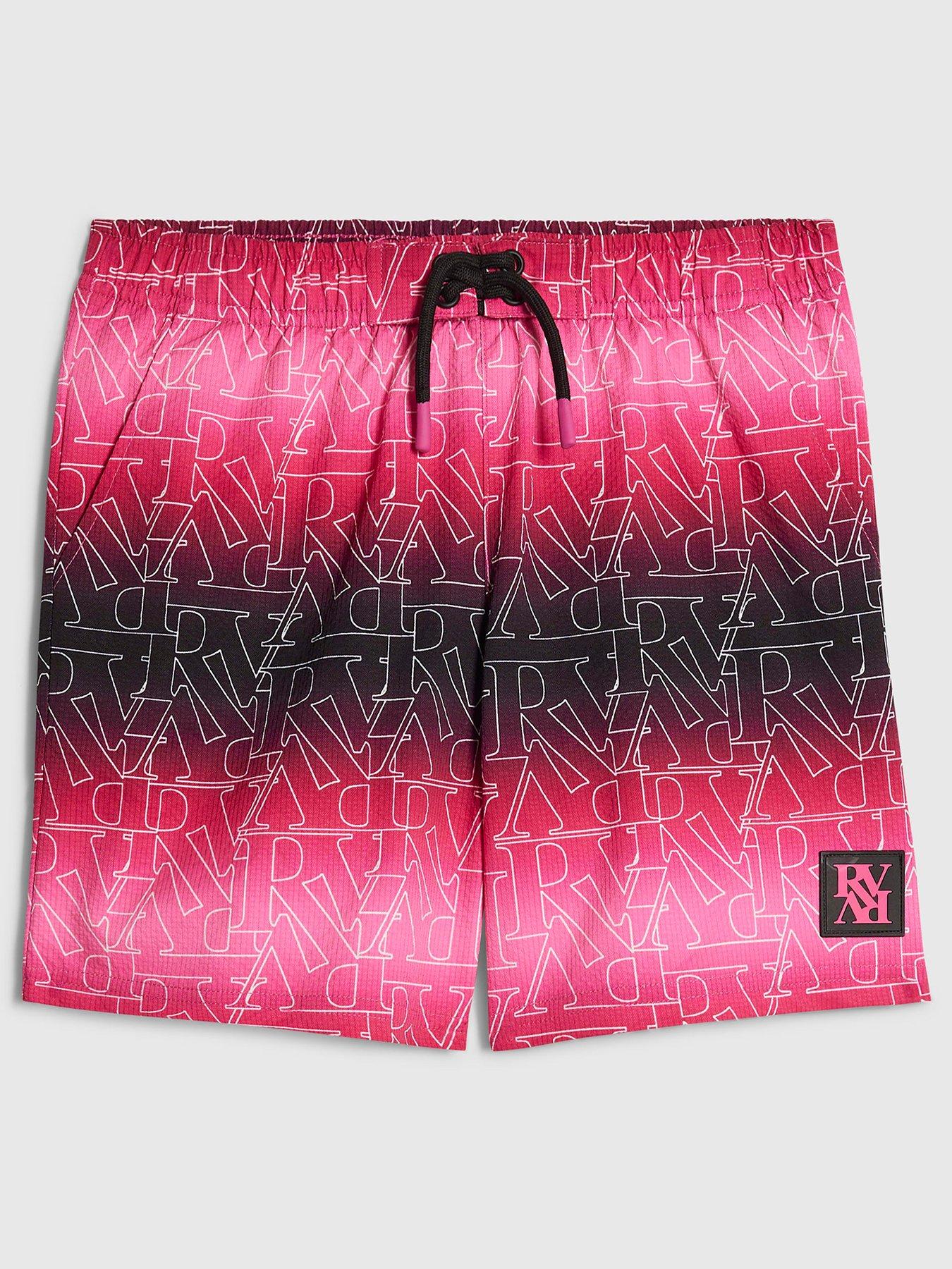 River Island Older Boys Ombre Monogram Swim Shorts - Pink