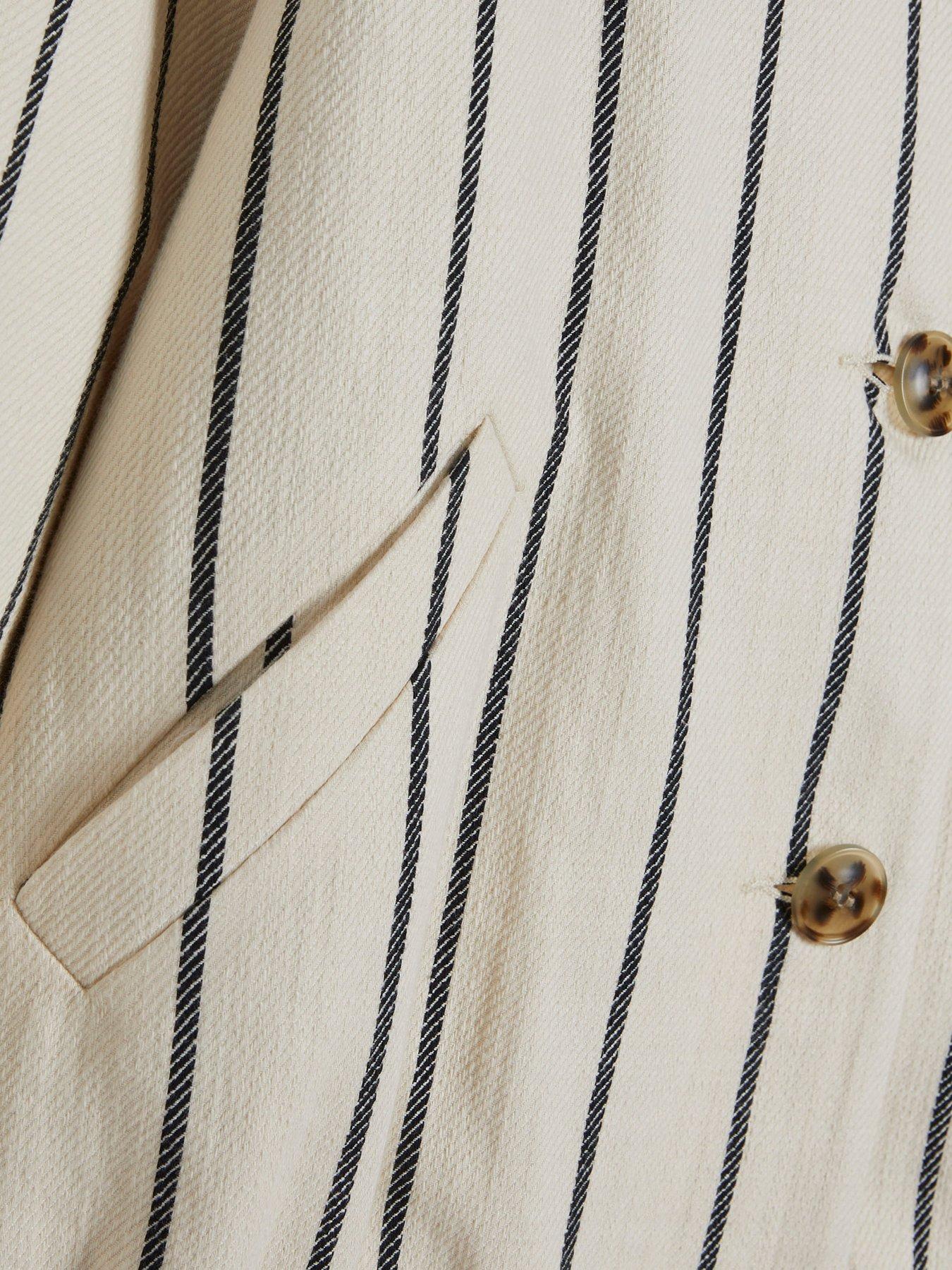 Image 6 of 6 of River Island Long Sleeve Stripe Cotton Bomber - Cream