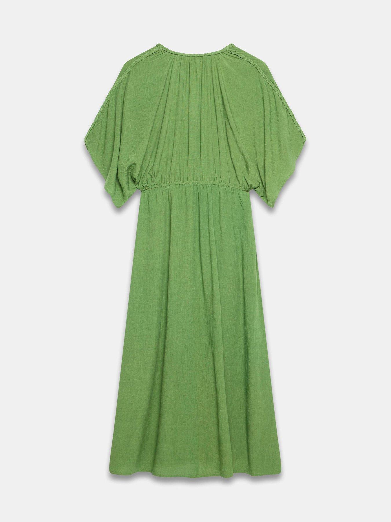 Image 6 of 6 of Mint Velvet Cotton Kaftan Dress - Green