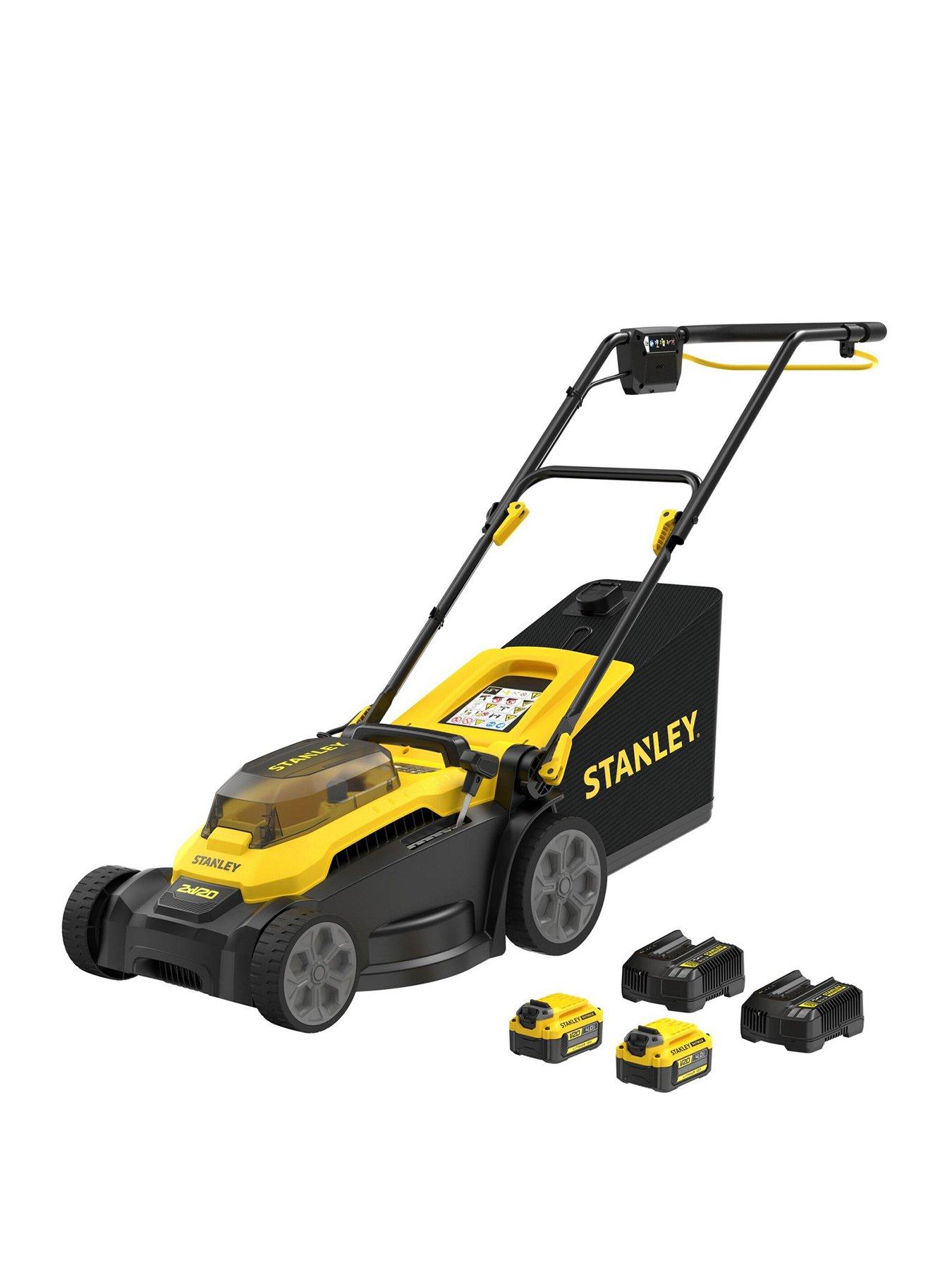 Stanley FatMax STANLEY FATMAX SCMWP3701M2-GB 18V V20 37cm Walk-Behind Cordless Mower Kit - Brushless 2 x 4Ah Batteries, 2 Chargers, 45L Collection Bag