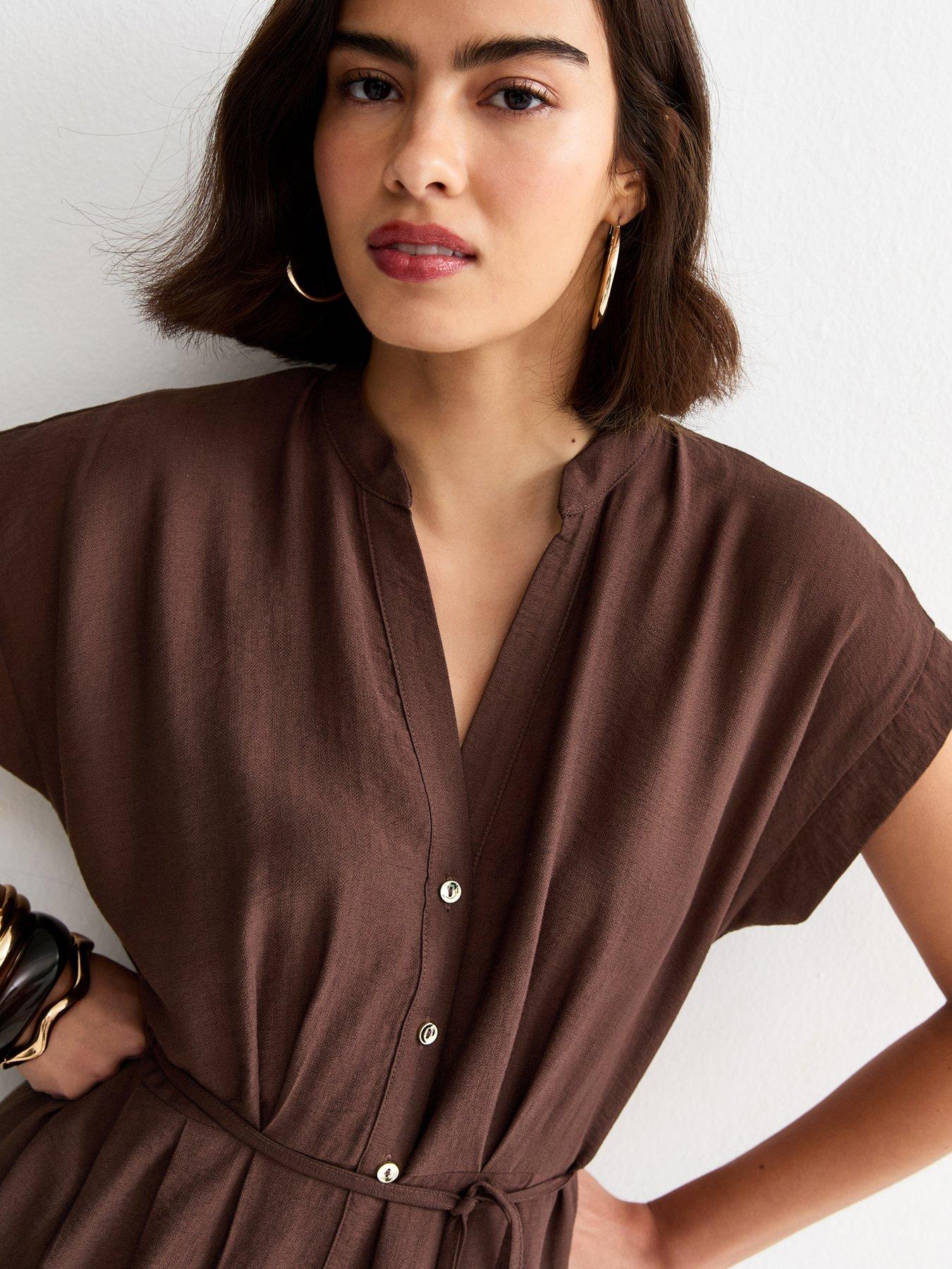 new-look-toggle-shirt-midi-dress-dark-brownoutfit