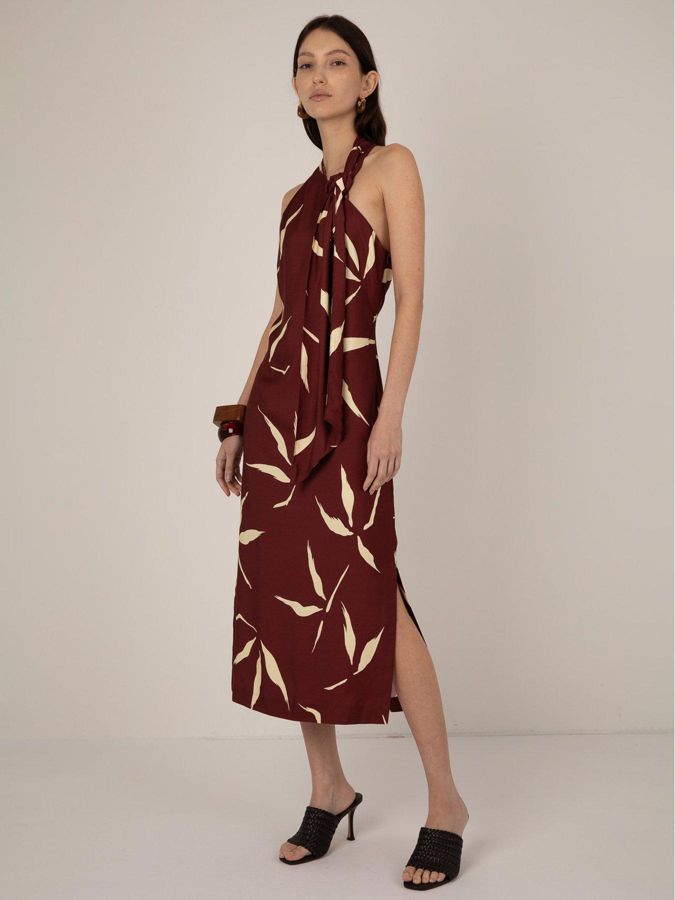 Image 3 of 4 of Vi.ve.re Hattie Bamboo Leaf Print Dress