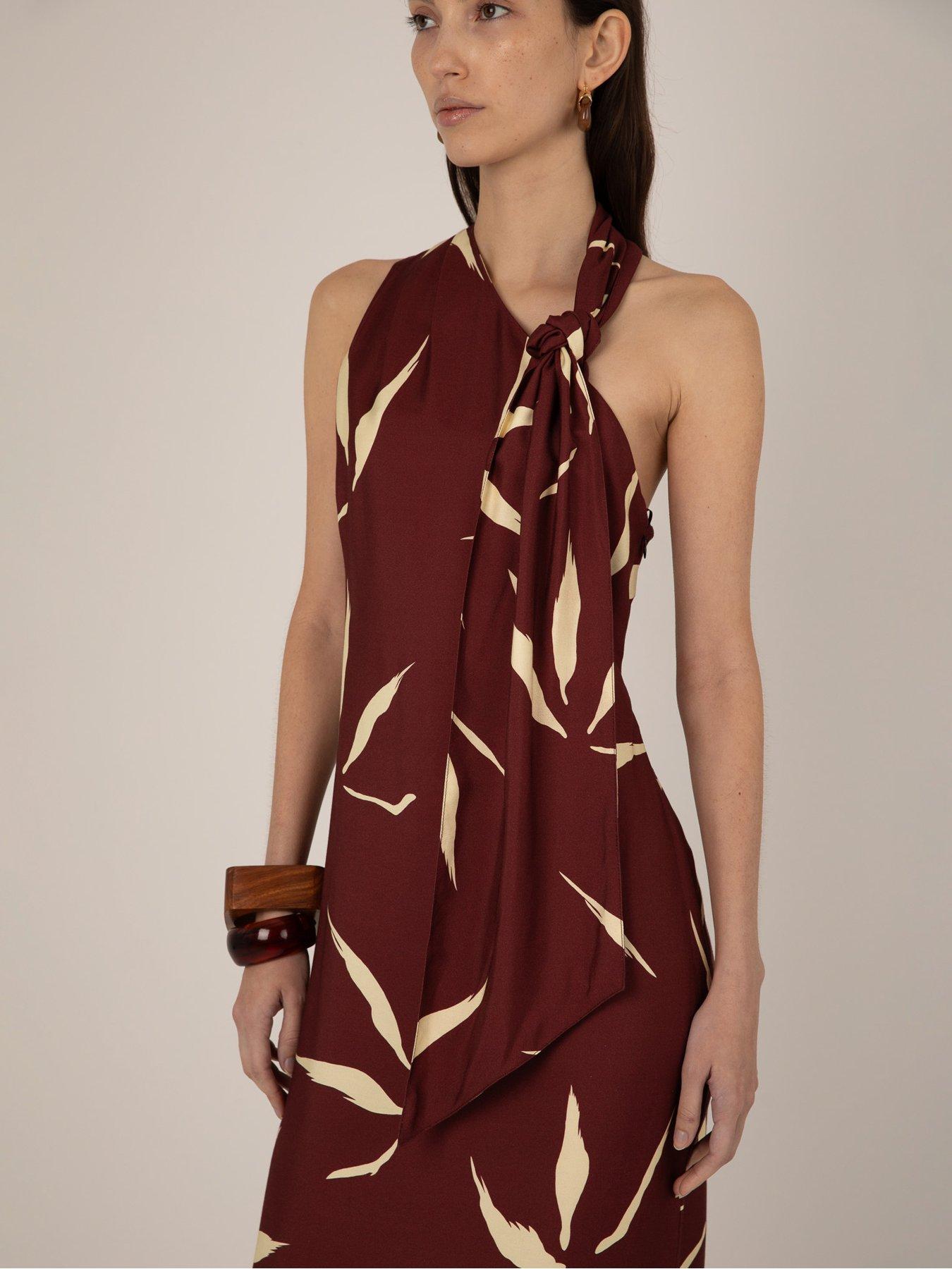 Image 4 of 4 of Vi.ve.re Hattie Bamboo Leaf Print Dress