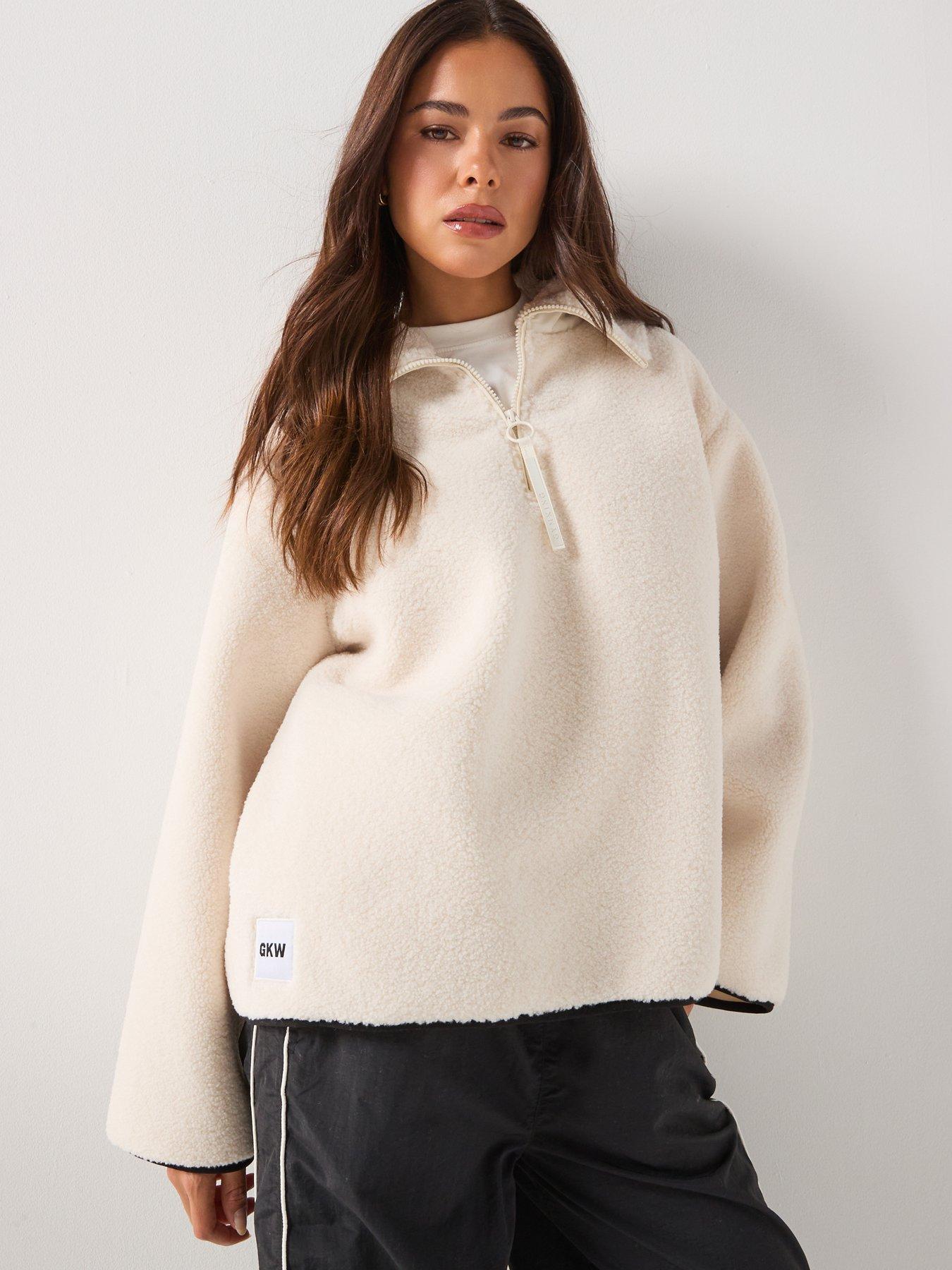 Image 1 of 6 of Gym King Womens Replenish Borg Half Zip - Cream