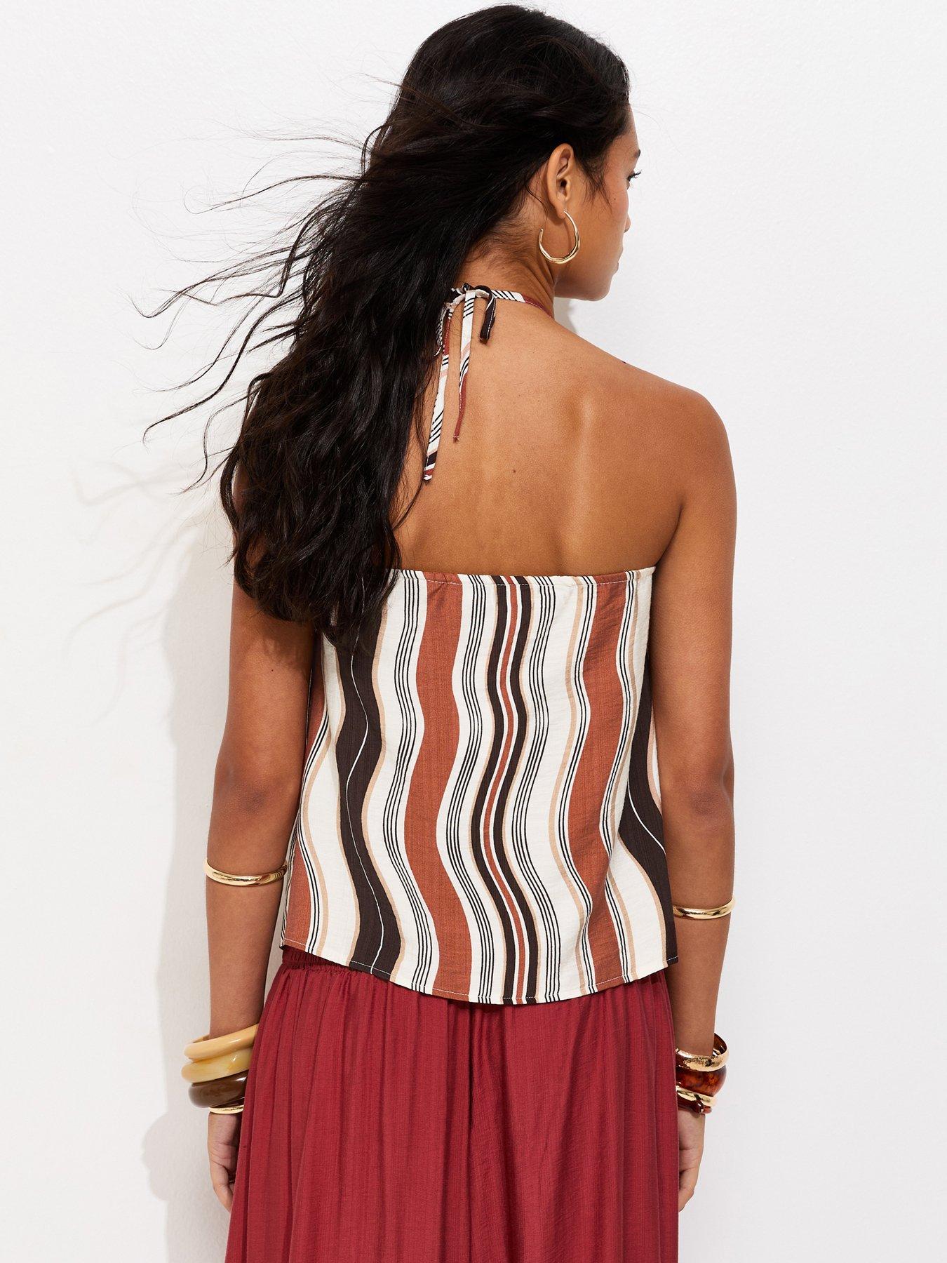Image 2 of 5 of New Look Brown Soft Touch Wavy Halter Top