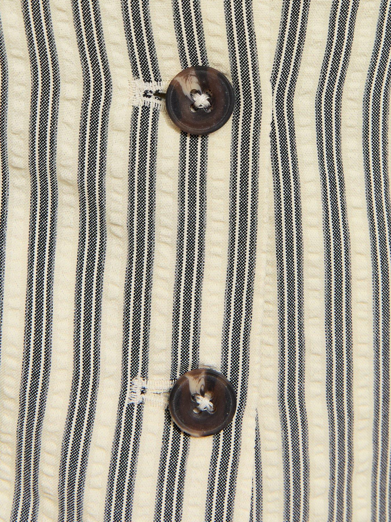 Image 5 of 5 of New Look Striped Button Front Waistcoat - Cream