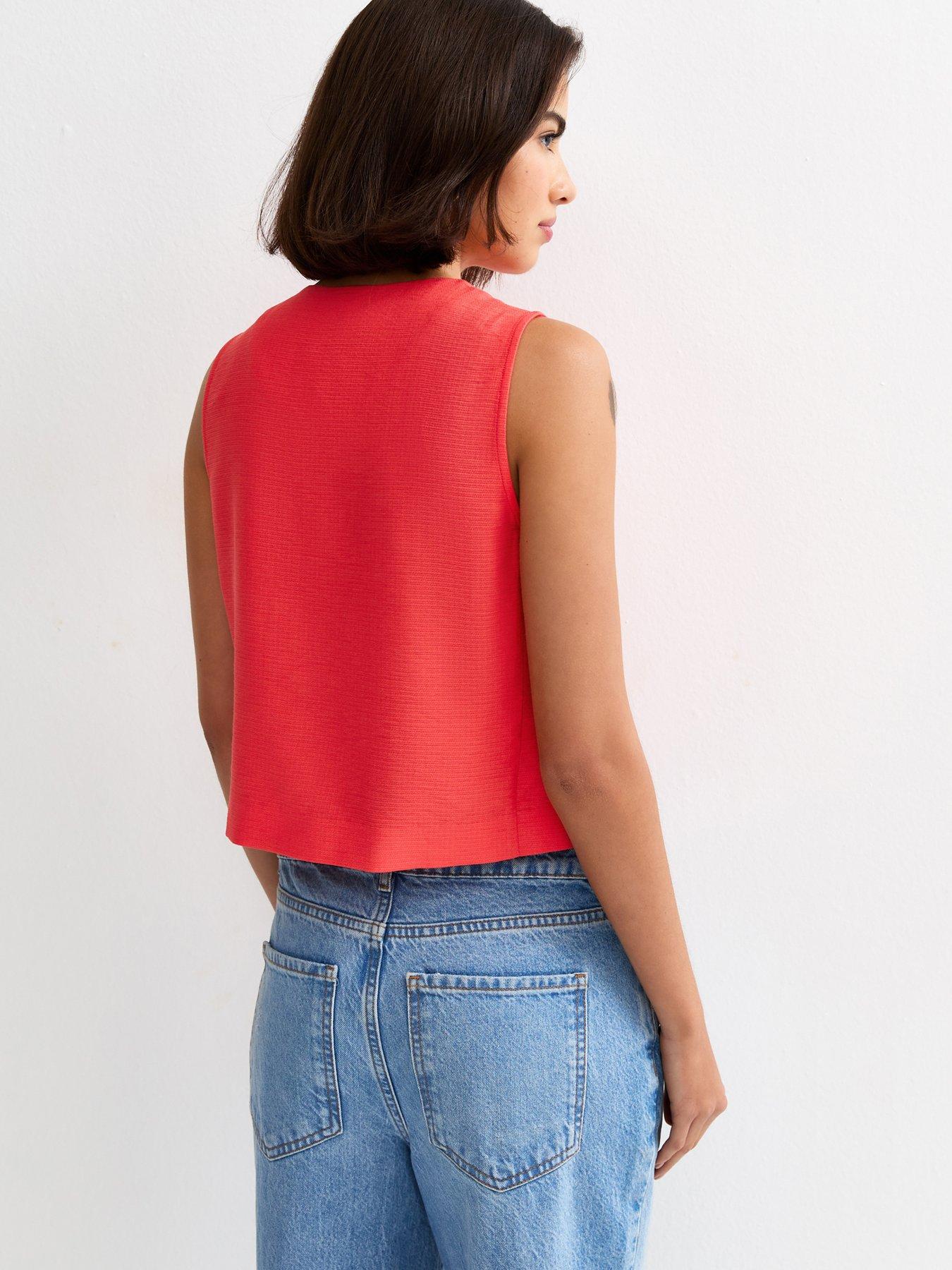 Image 2 of 5 of New Look Shell Button Waistcoat - Dark Pink