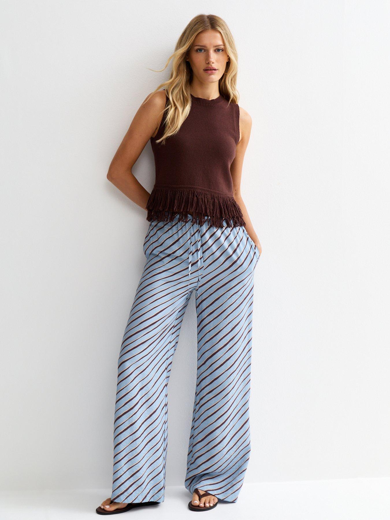 new-look-diagonal-stripe-wide-leg-trousers-light-bluefront