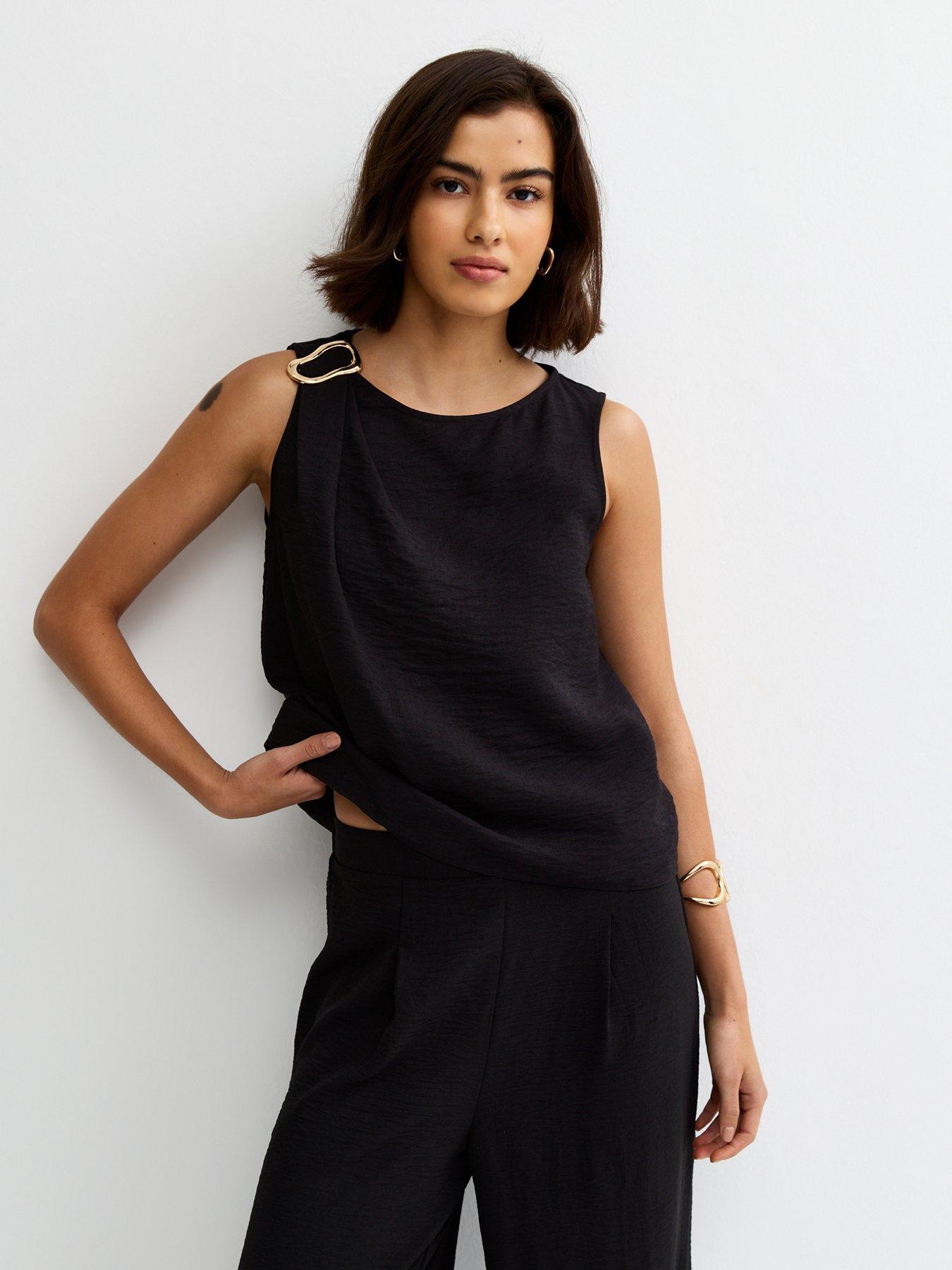 New Look Black Hardware Detail Sleeveless Tank Top