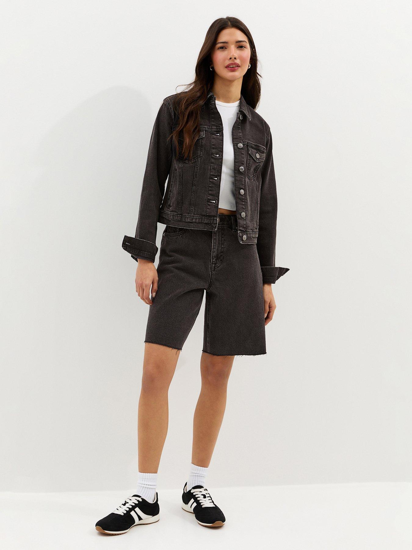 Image 3 of 5 of New Look Denim Bermuda Shorts - Black