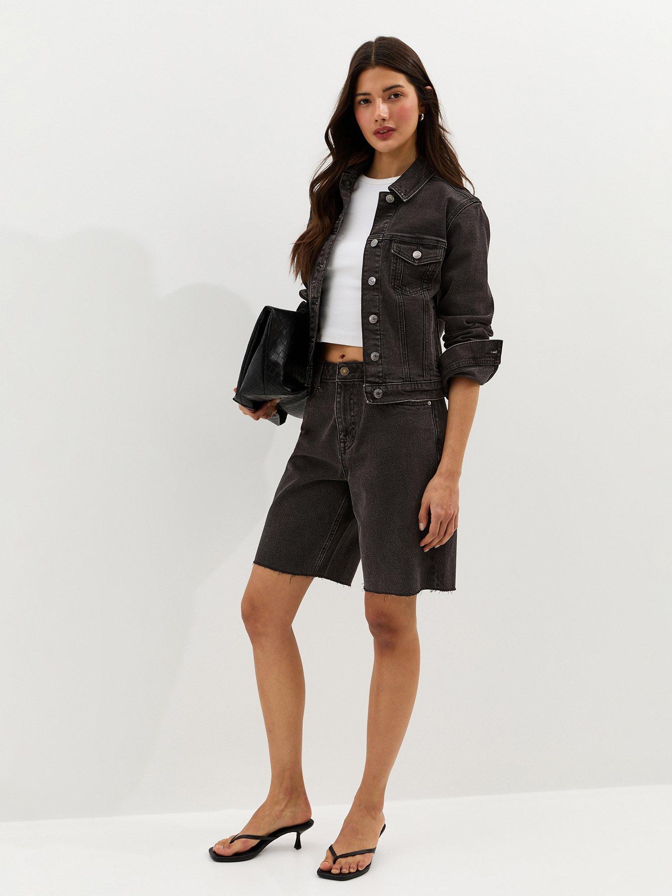 Image 4 of 5 of New Look Denim Bermuda Shorts - Black