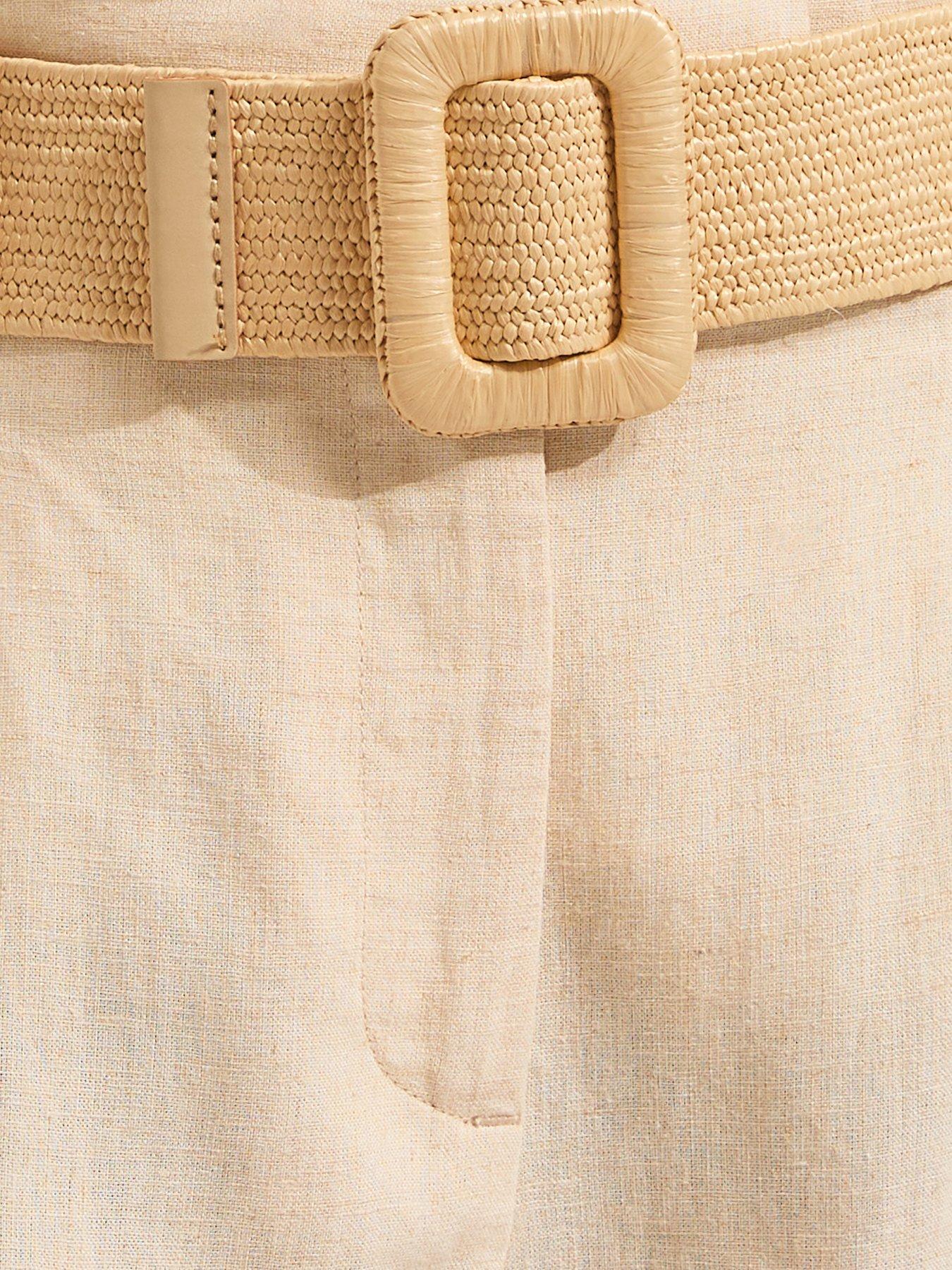 Image 5 of 5 of New Look Stone Linen Blend Belted Shorts