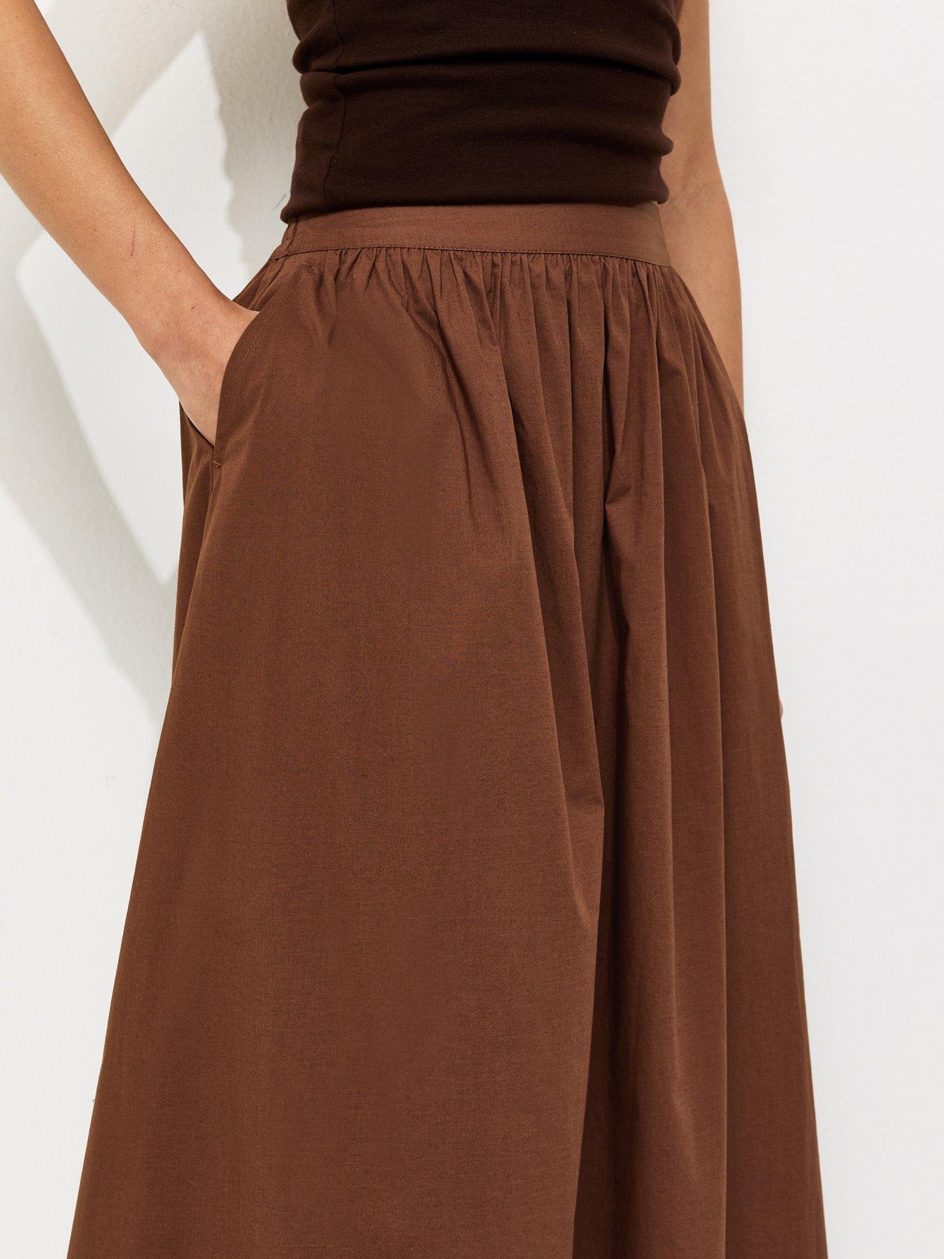 Image 4 of 5 of New Look Poplin Circle Skirt - Brown