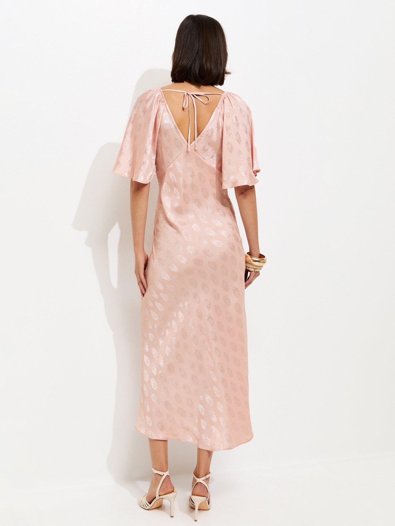 new-look-paisley-pattern-jacquard-flutter-sleeve-midi-dress-pinkstillFront