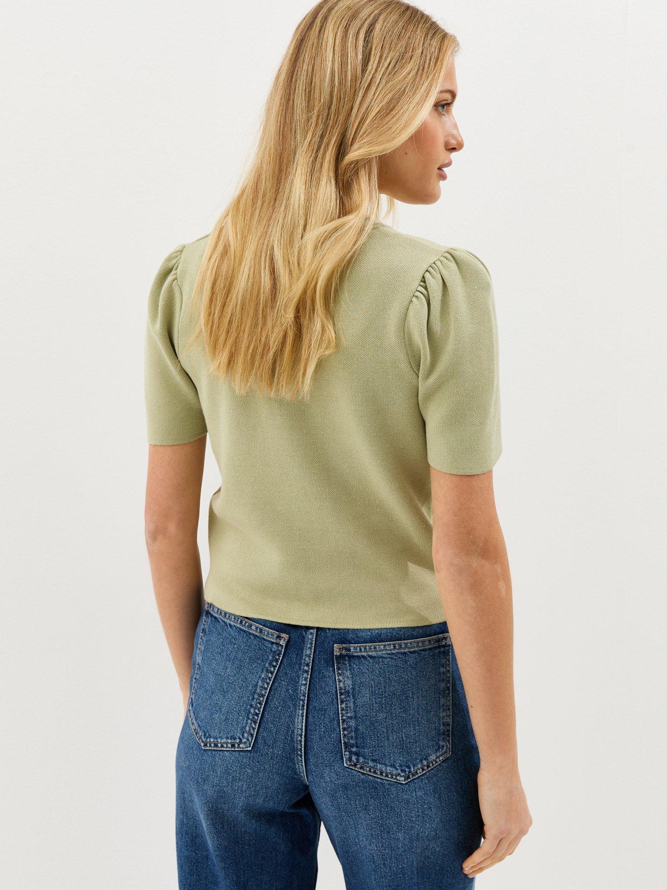Image 2 of 5 of New Look Lightweight Short Sleeve Cardigan - Light Green