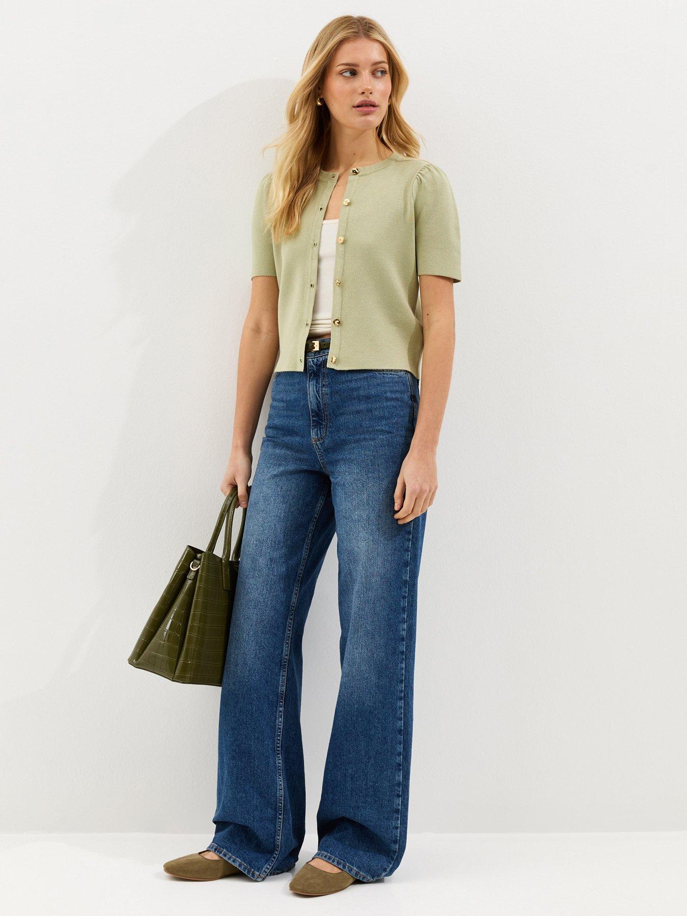Image 3 of 5 of New Look Lightweight Short Sleeve Cardigan - Light Green
