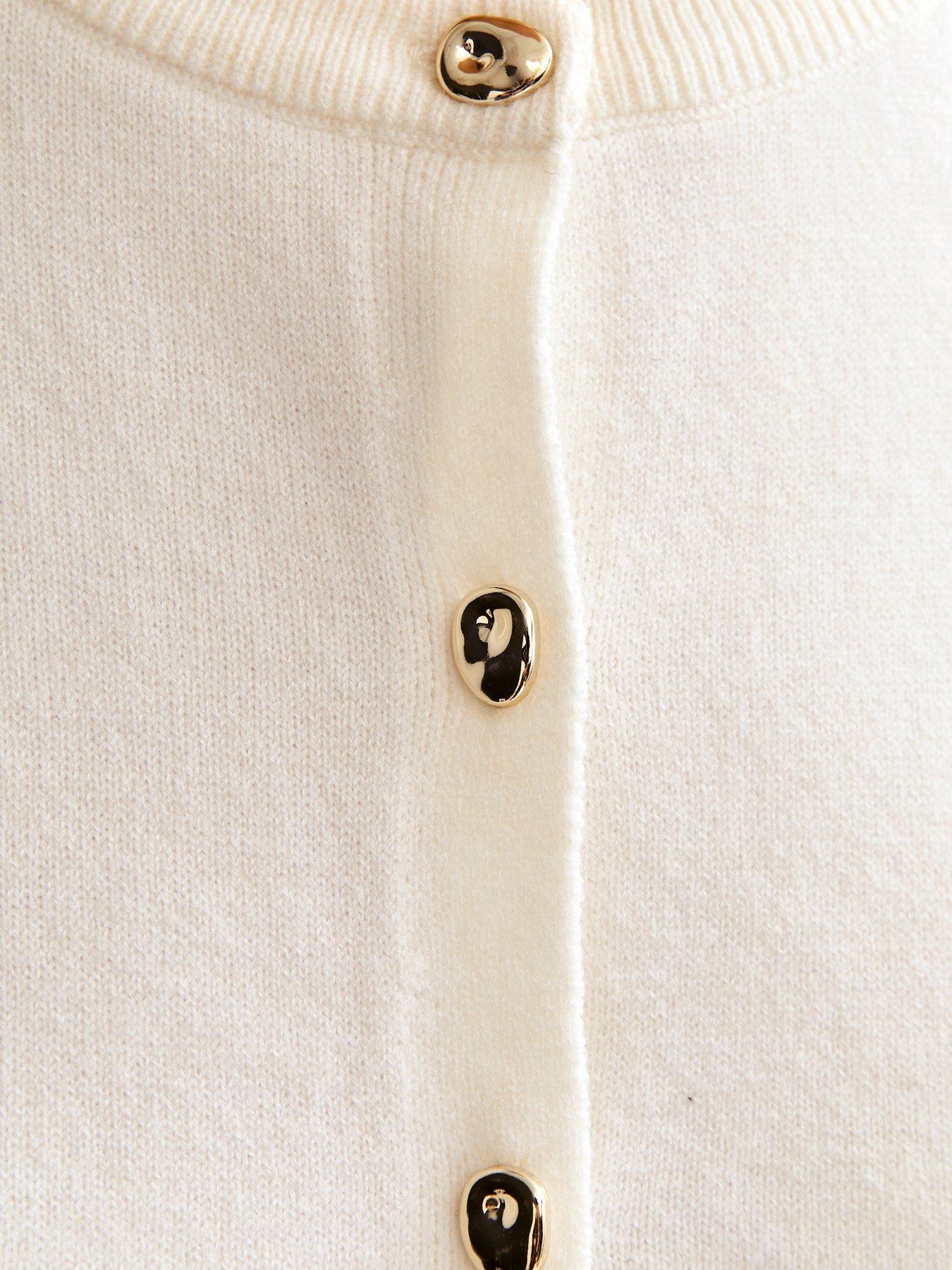 Image 5 of 5 of New Look Knit Abstract Button Waistcoat - Cream