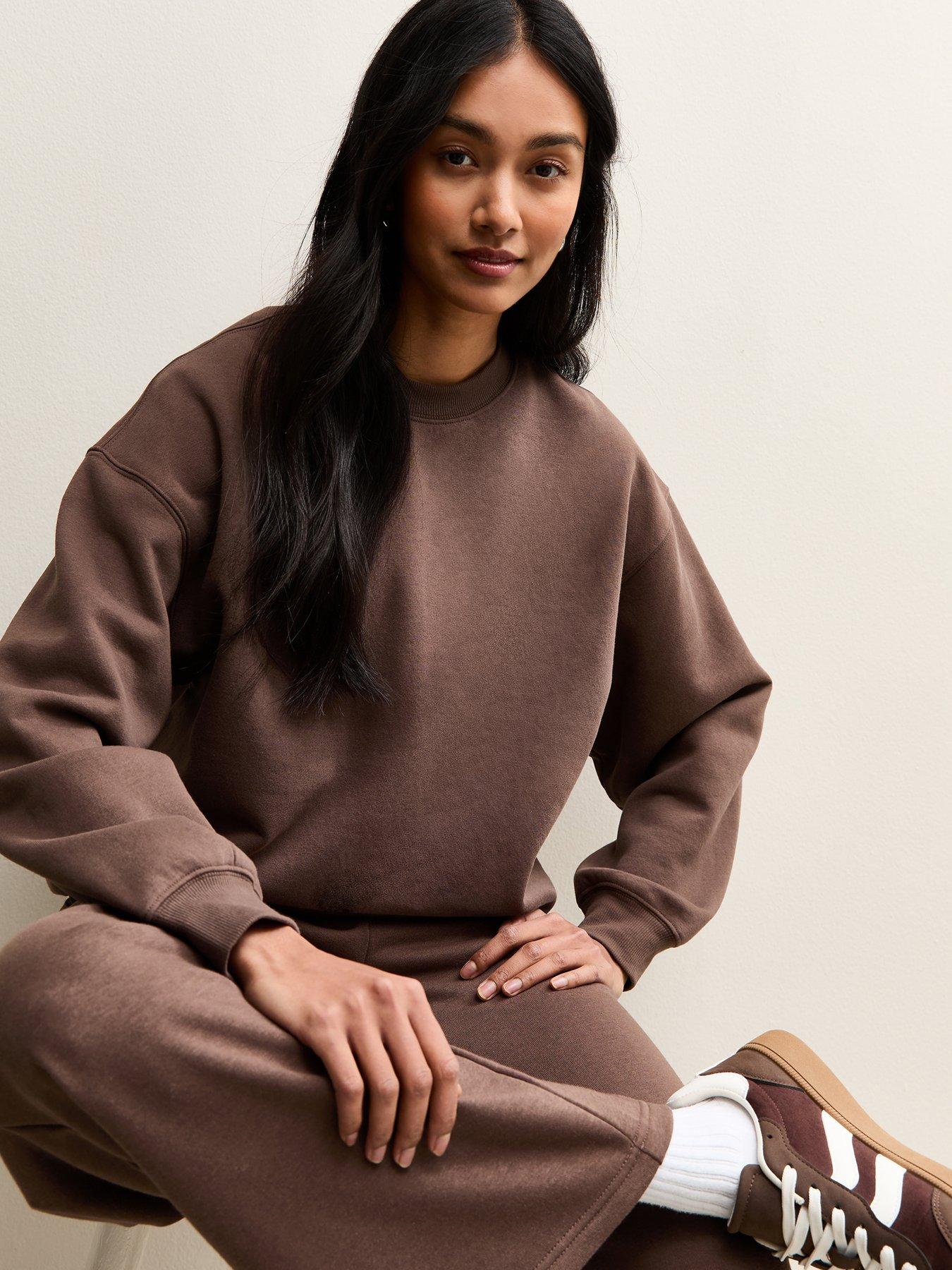 Image 1 of 5 of New Look Crew Neck Sweatshirt - Brown