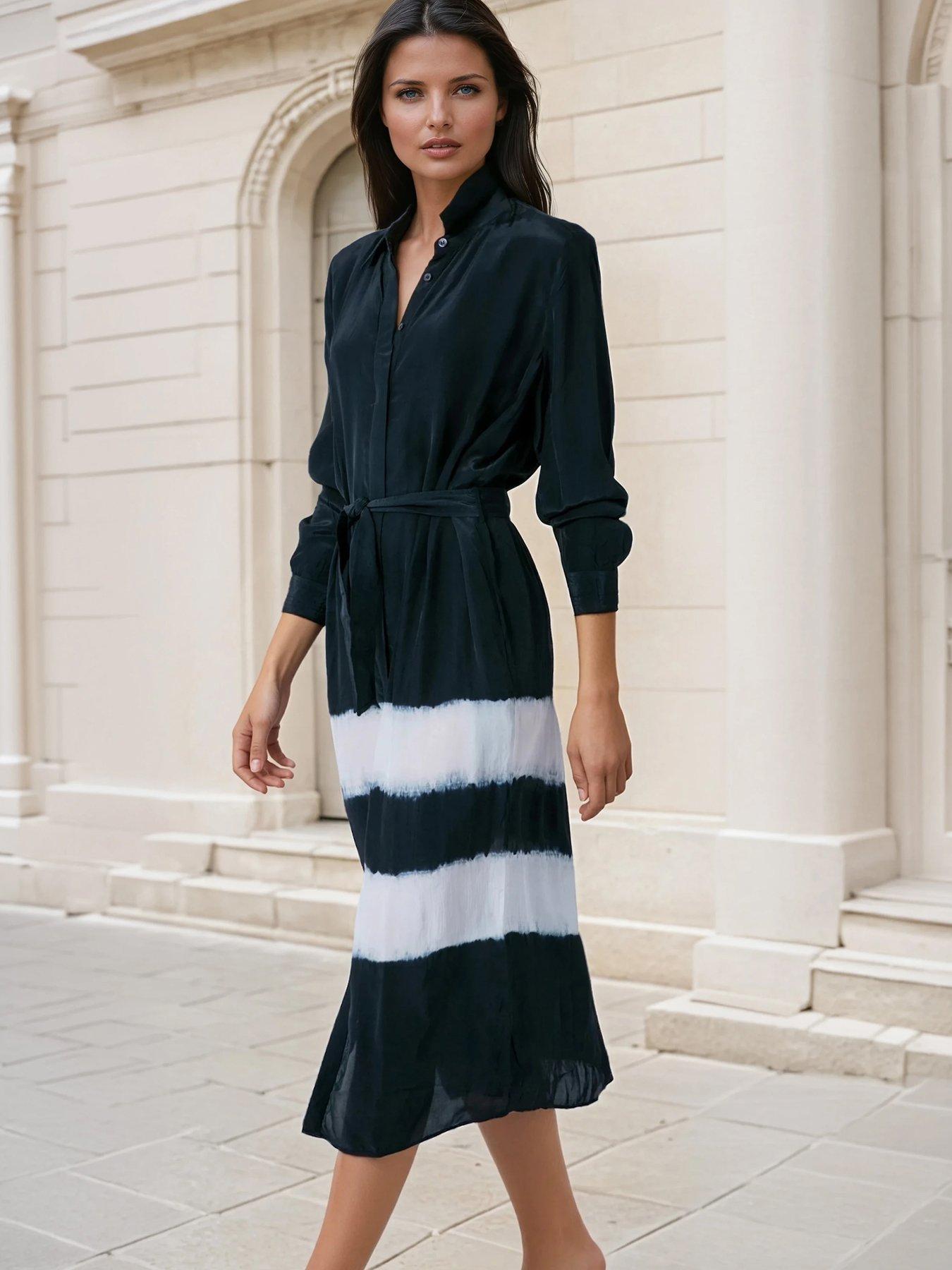 Religion Delicate Tie Dye Tunic Shirt Dress - Black