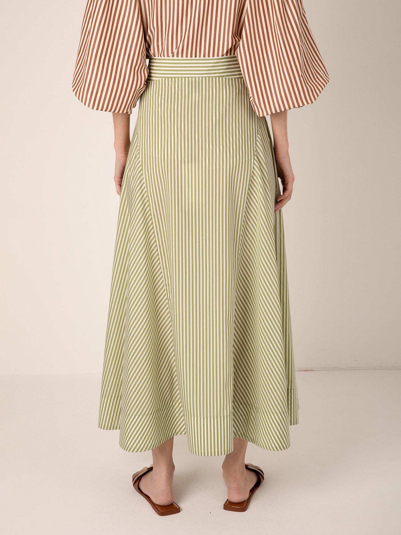 vivere-fleur-stripe-skirt-greenstillFront