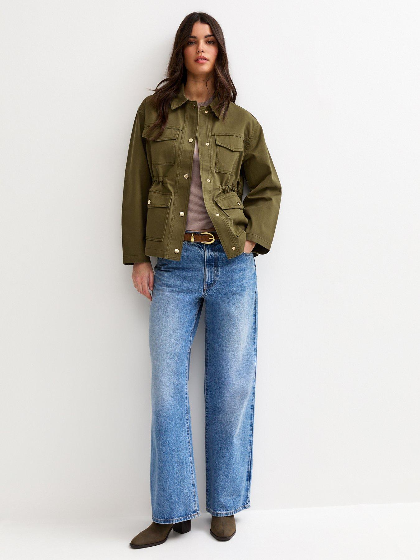 Image 3 of 6 of New Look Four Pocket Shacket - Khaki Green