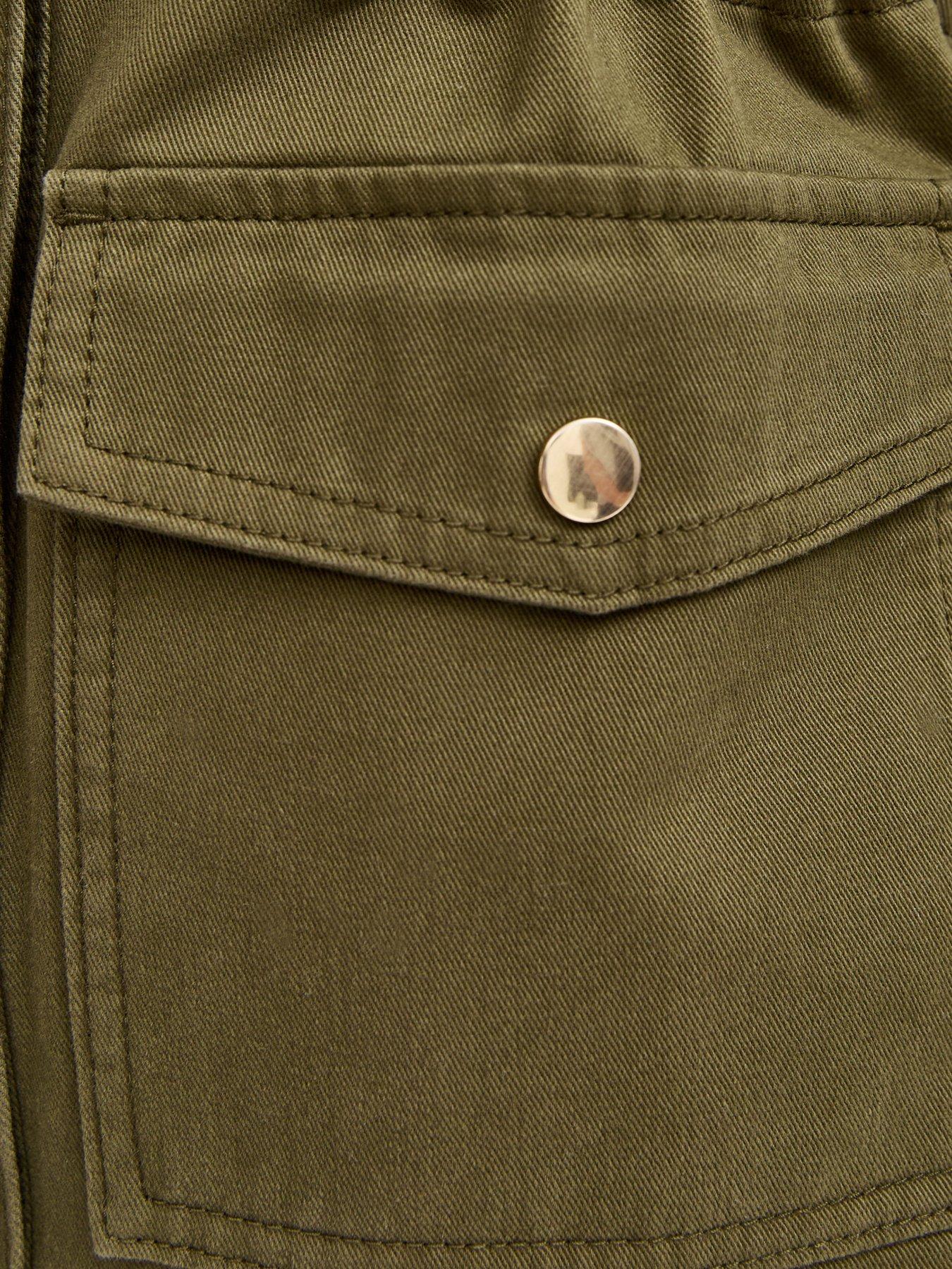 Image 6 of 6 of New Look Four Pocket Shacket - Khaki Green