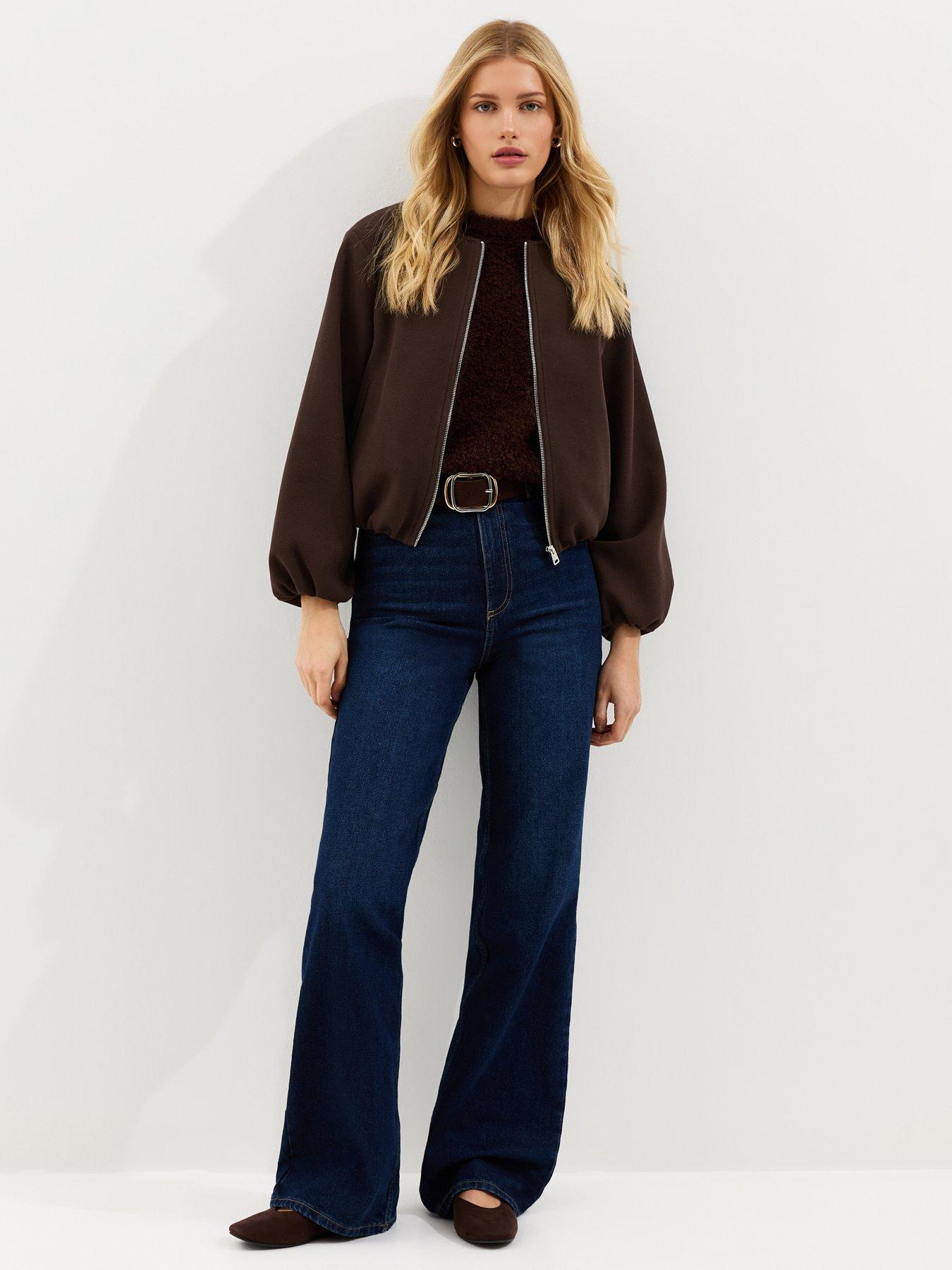 Image 3 of 5 of New Look Brown Collarless Zip Through Bomber Jacket