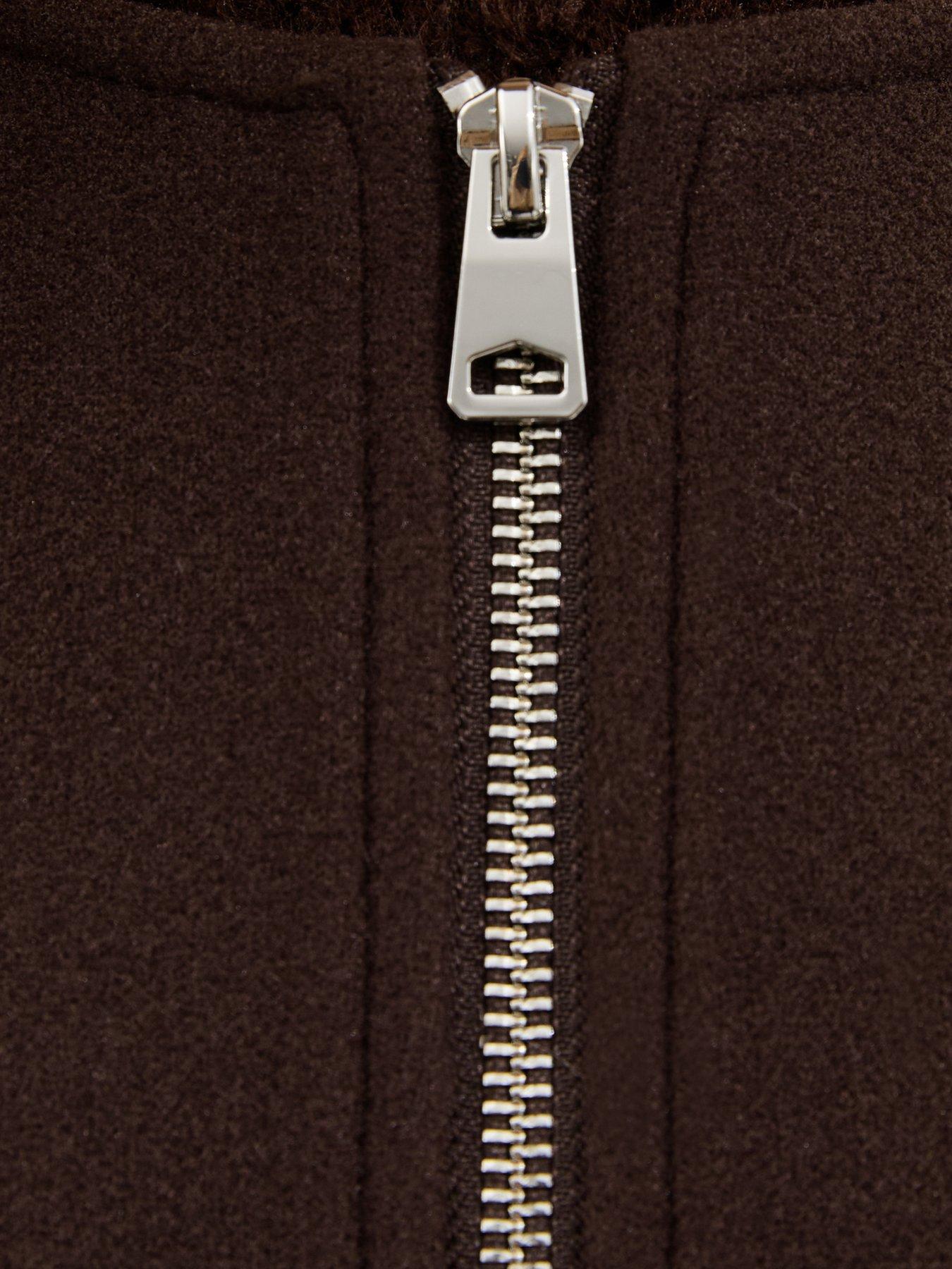 Image 5 of 5 of New Look Brown Collarless Zip Through Bomber Jacket