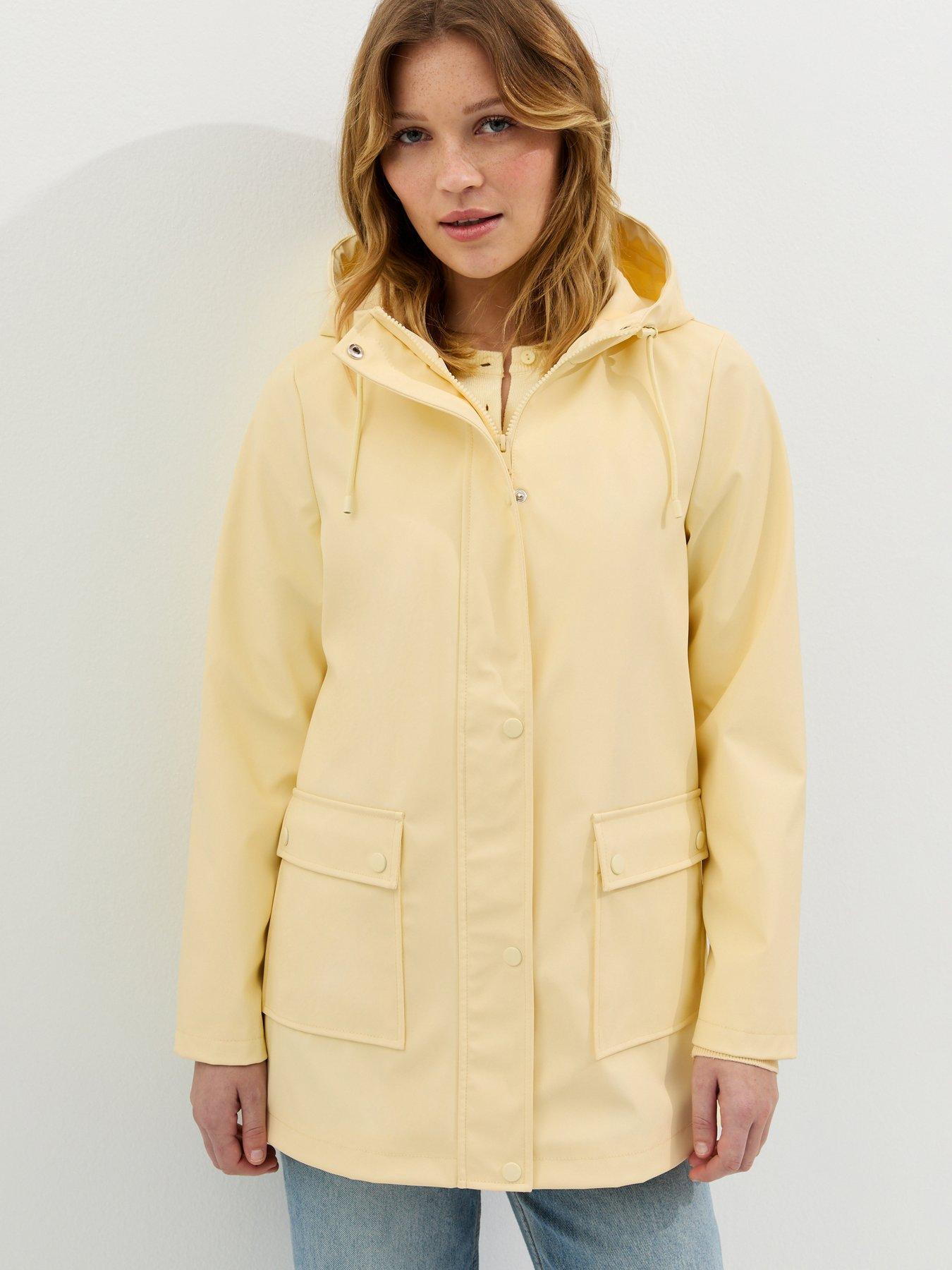 New Look Water Resistant Drawstring Hood Rain Anorak - Light Yellow