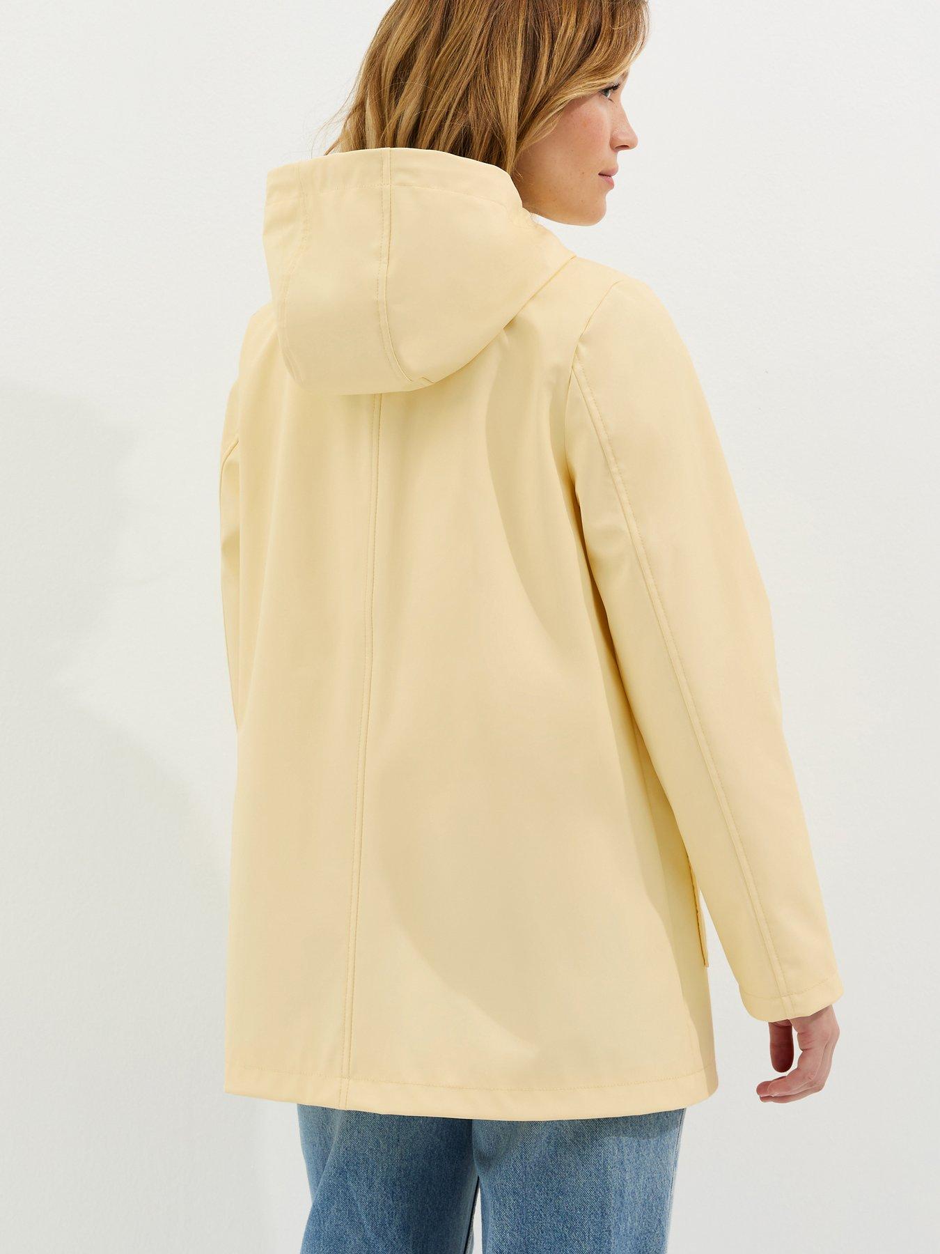 Image 2 of 5 of New Look Water Resistant Drawstring Hood Rain Anorak - Light Yellow