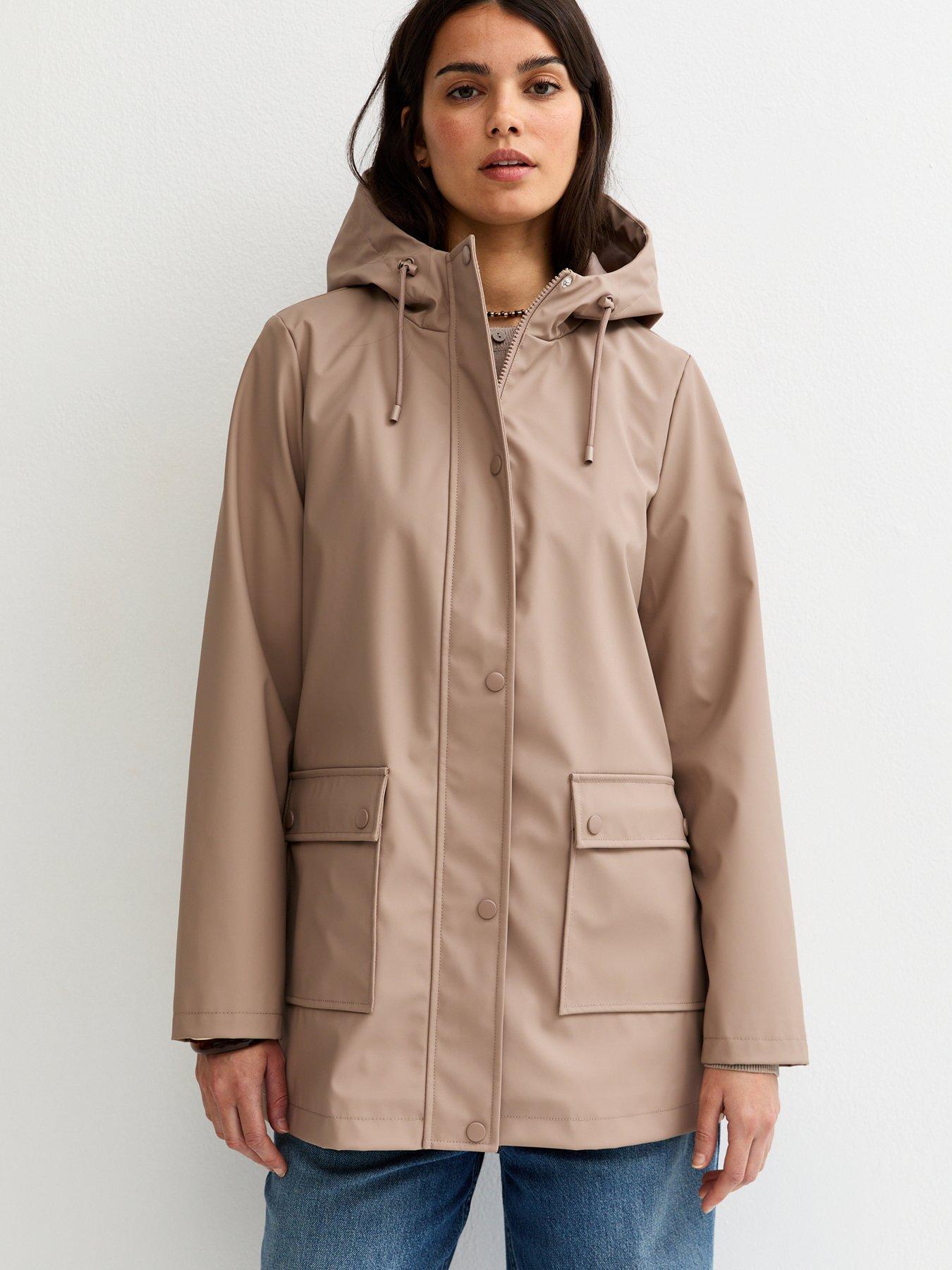 new-look-mink-water-resistant-drawstring-hood-rain-anorak-brownfront