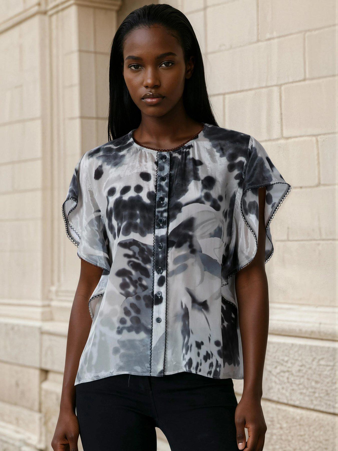 Image 1 of 6 of Religion Ara Loose Fitting Blouse - Black