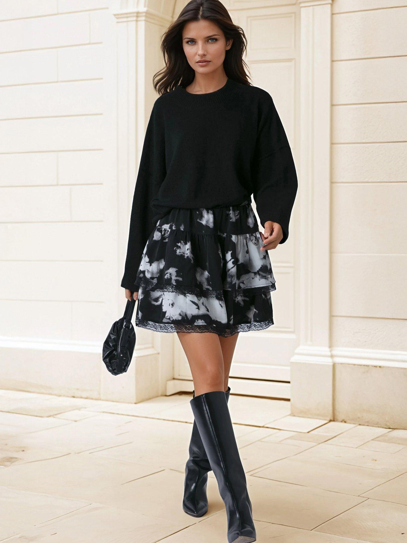 Image 1 of 5 of Religion Corinne Mini Ruffle Skirt - Black