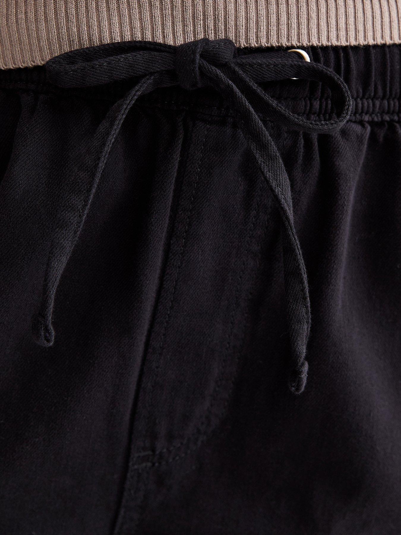 Image 6 of 6 of New Look Cotton Twill Drawstring Wide Leg Trousers - Black